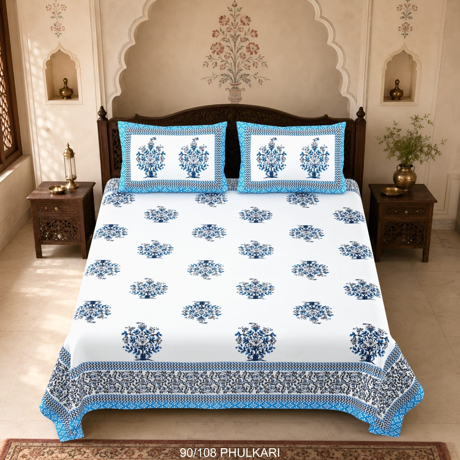 Cotton Viscose Printed Double Bedsheet