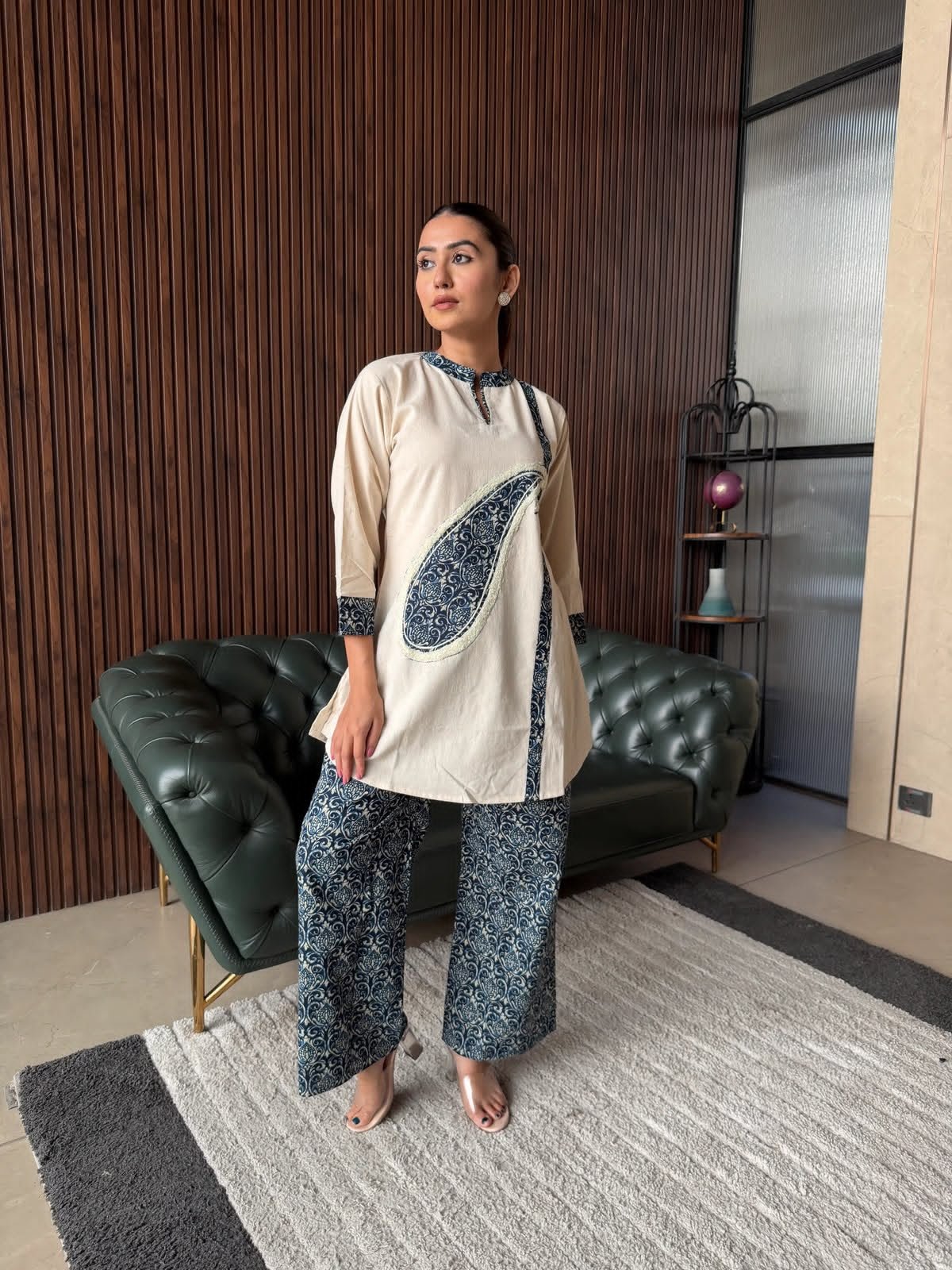 Cotton Embroidered Cord Set