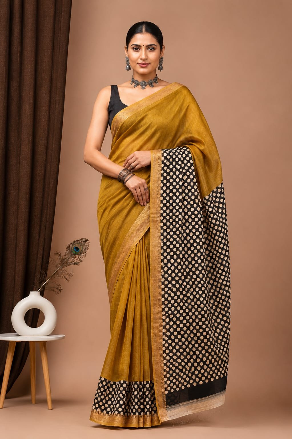 Maheshwari Hand Block Printed Saree
