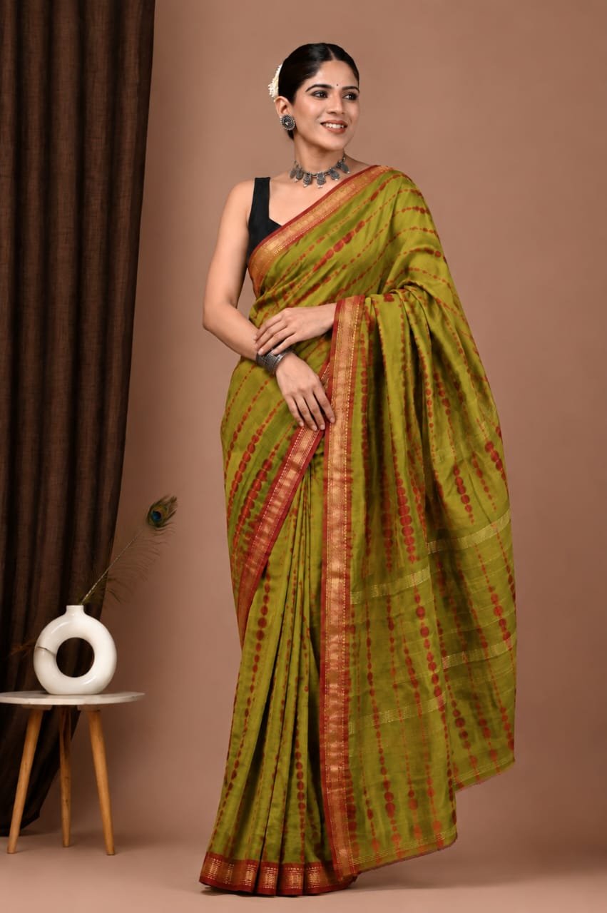 Maheshwari Hand Block Printed Saree