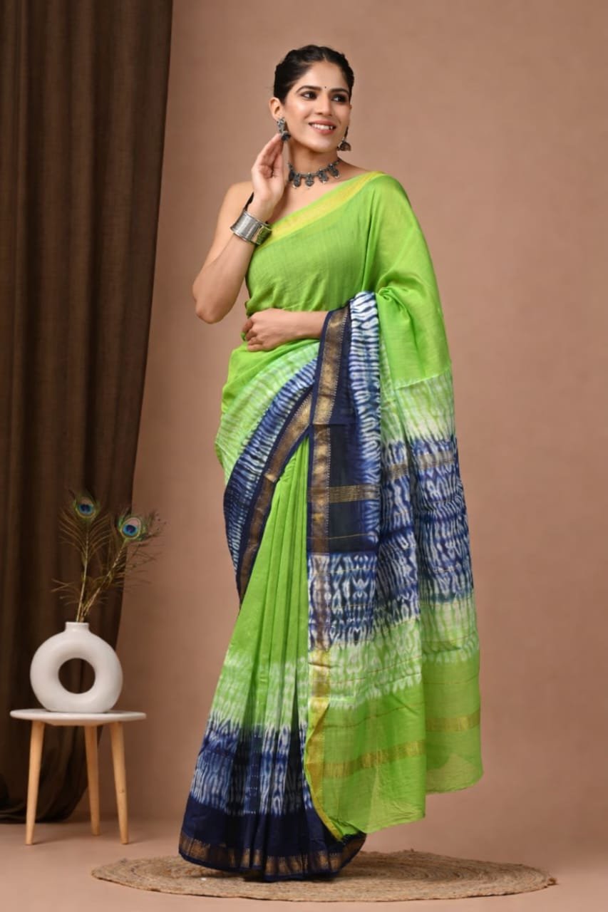 Maheshwari Hand Block Printed Saree