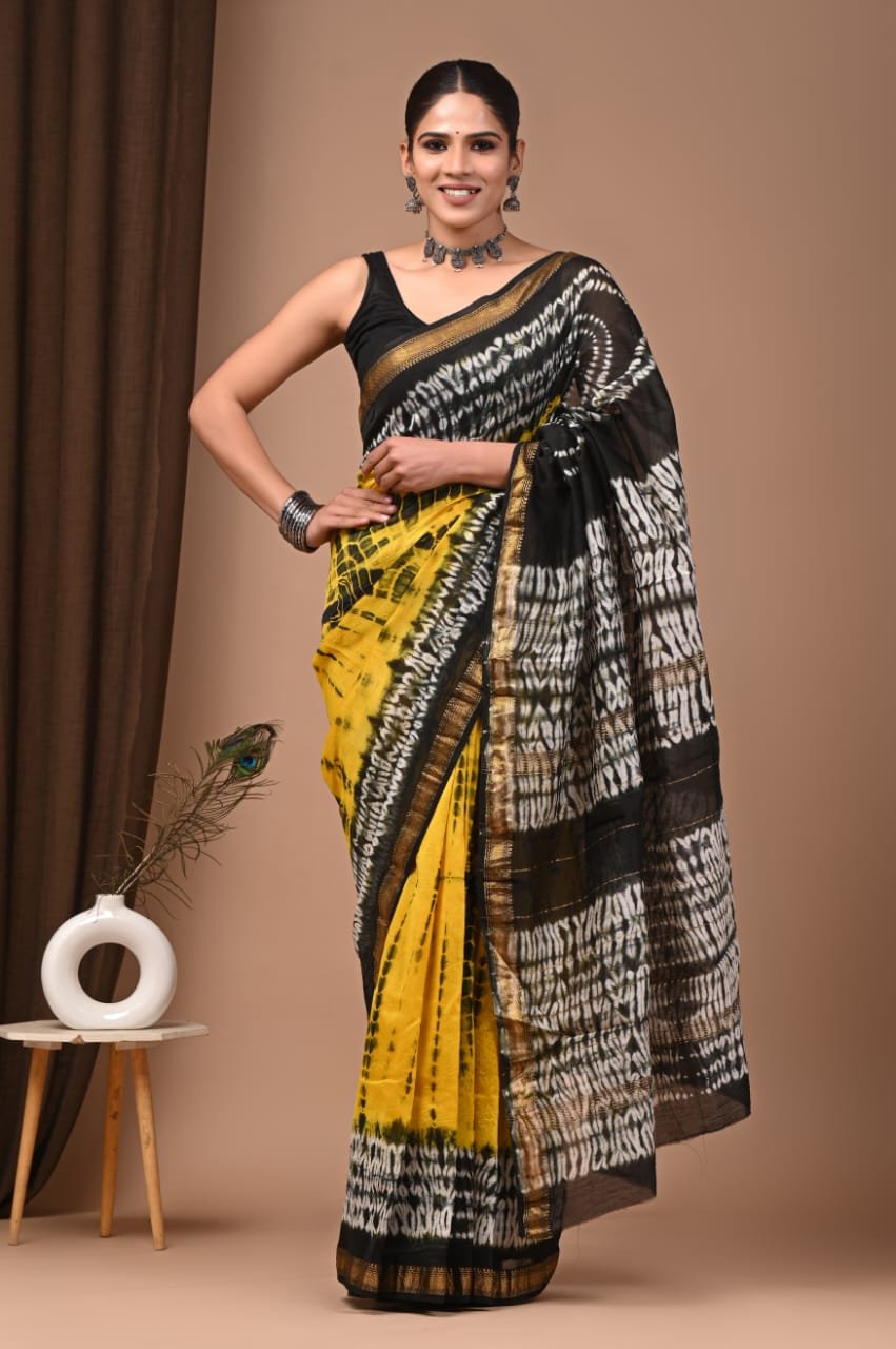 Maheshwari Hand Block Printed Saree
