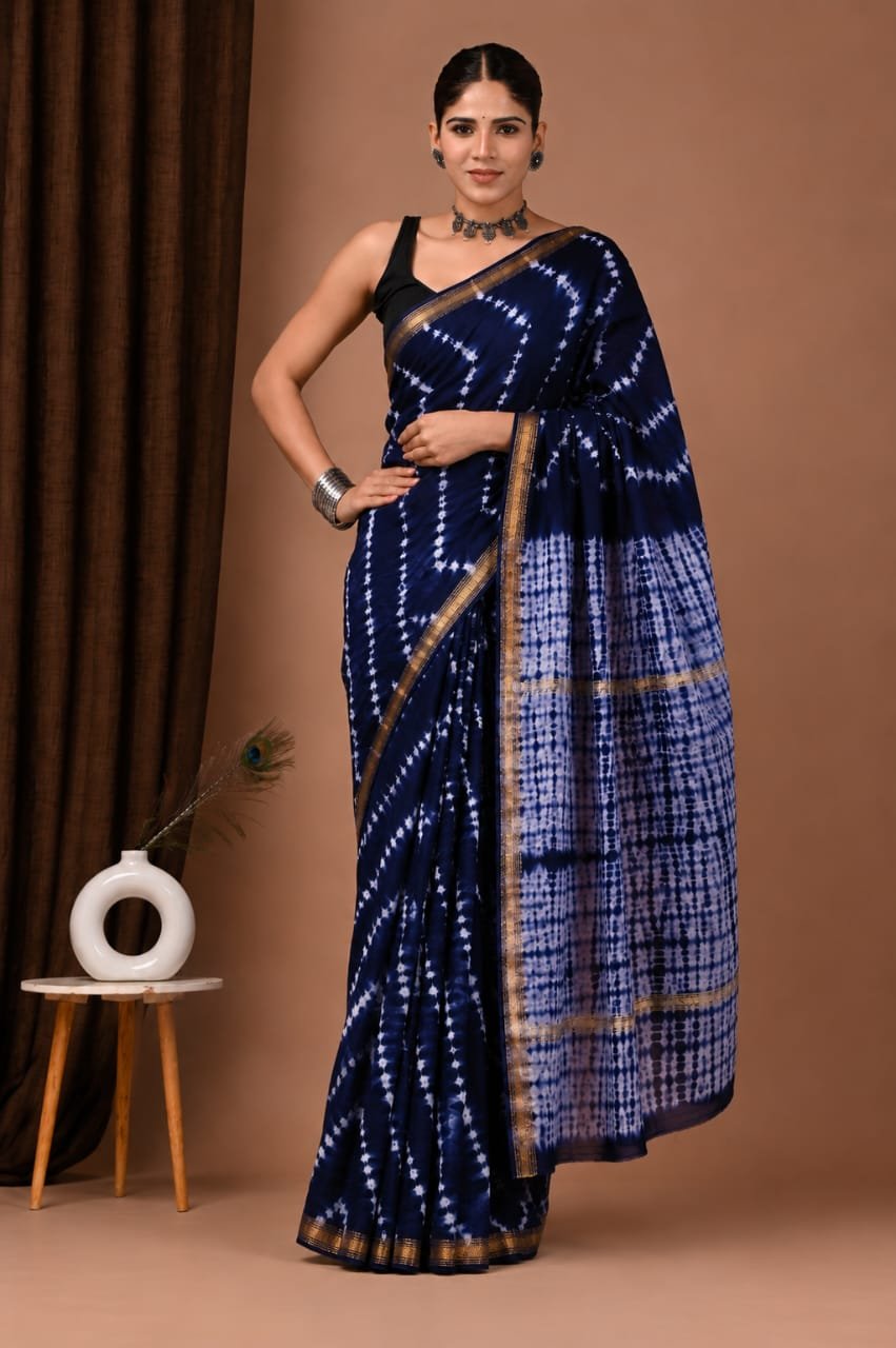 Maheshwari Hand Block Printed Saree