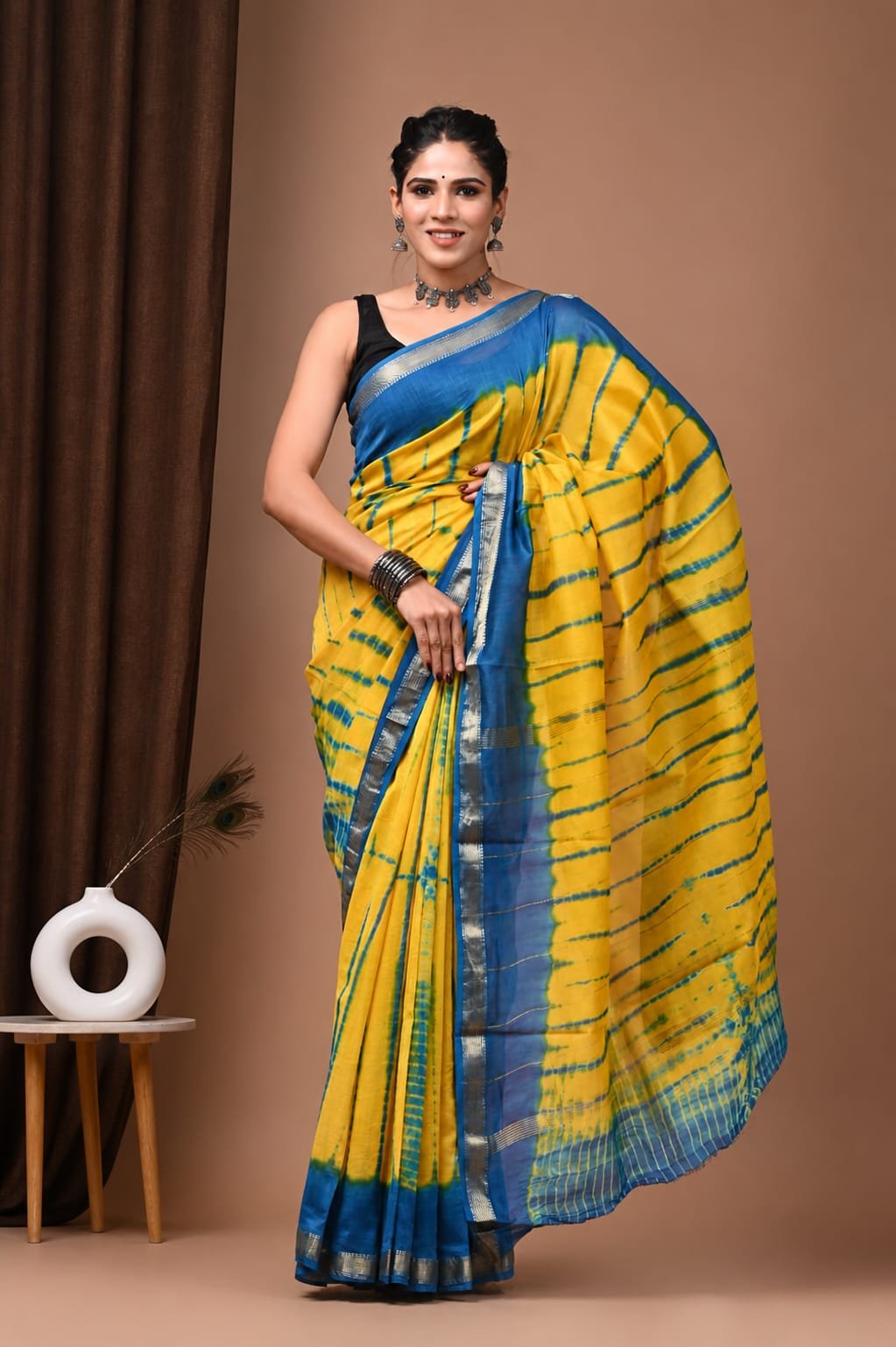 Maheshwari Hand Block Printed Saree