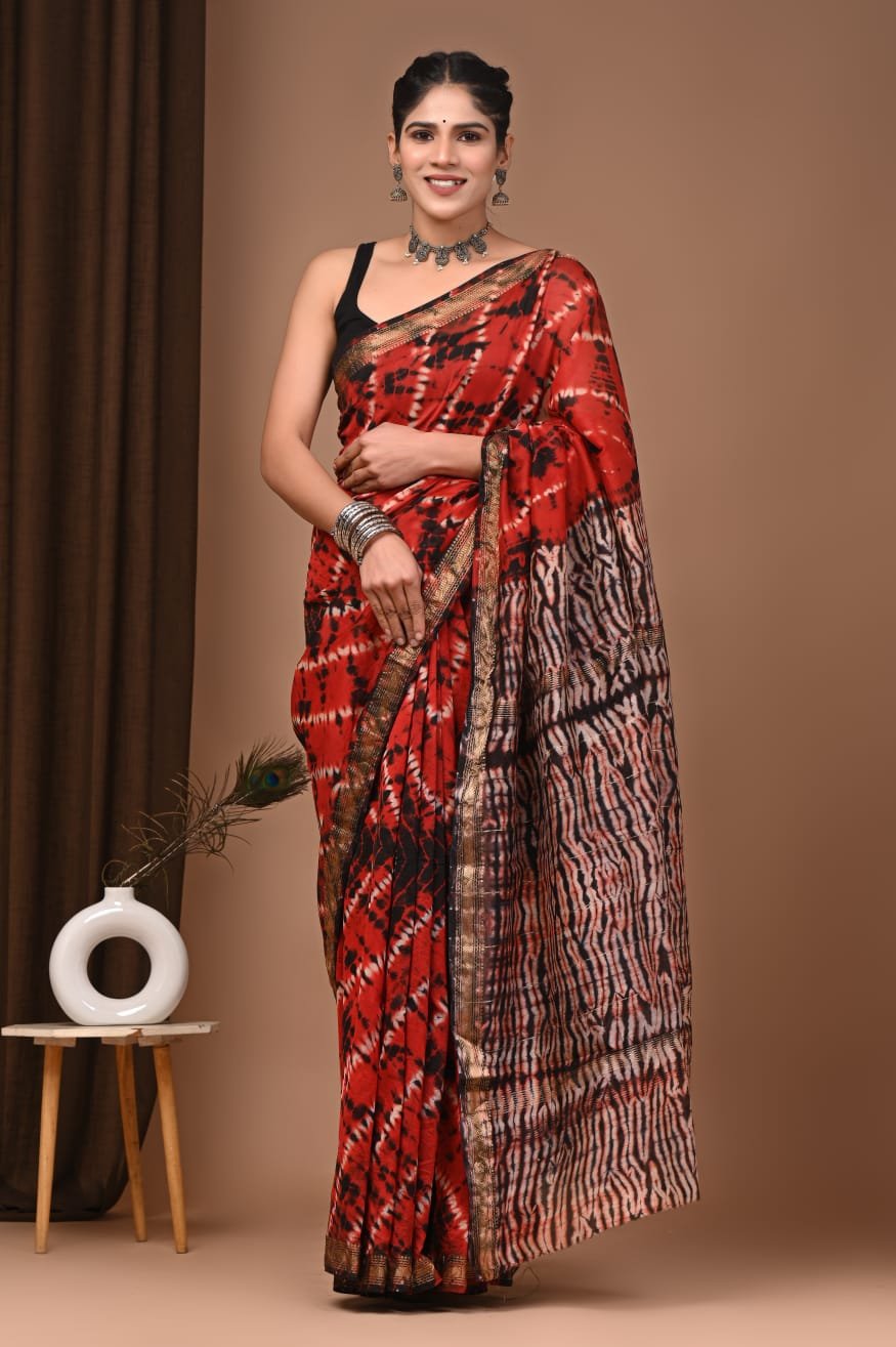 Maheshwari Hand Block Printed Saree