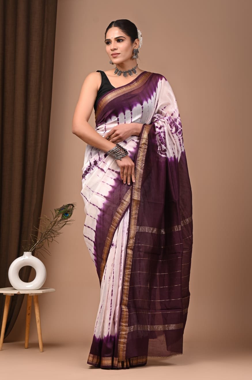 Maheshwari Hand Block Printed Saree