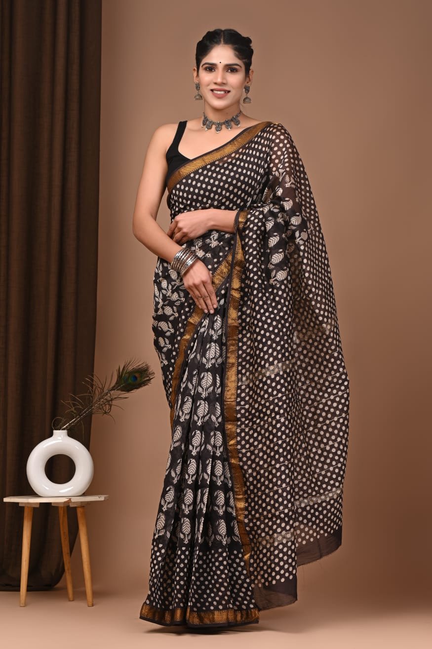 Maheshwari Hand Block Printed Saree