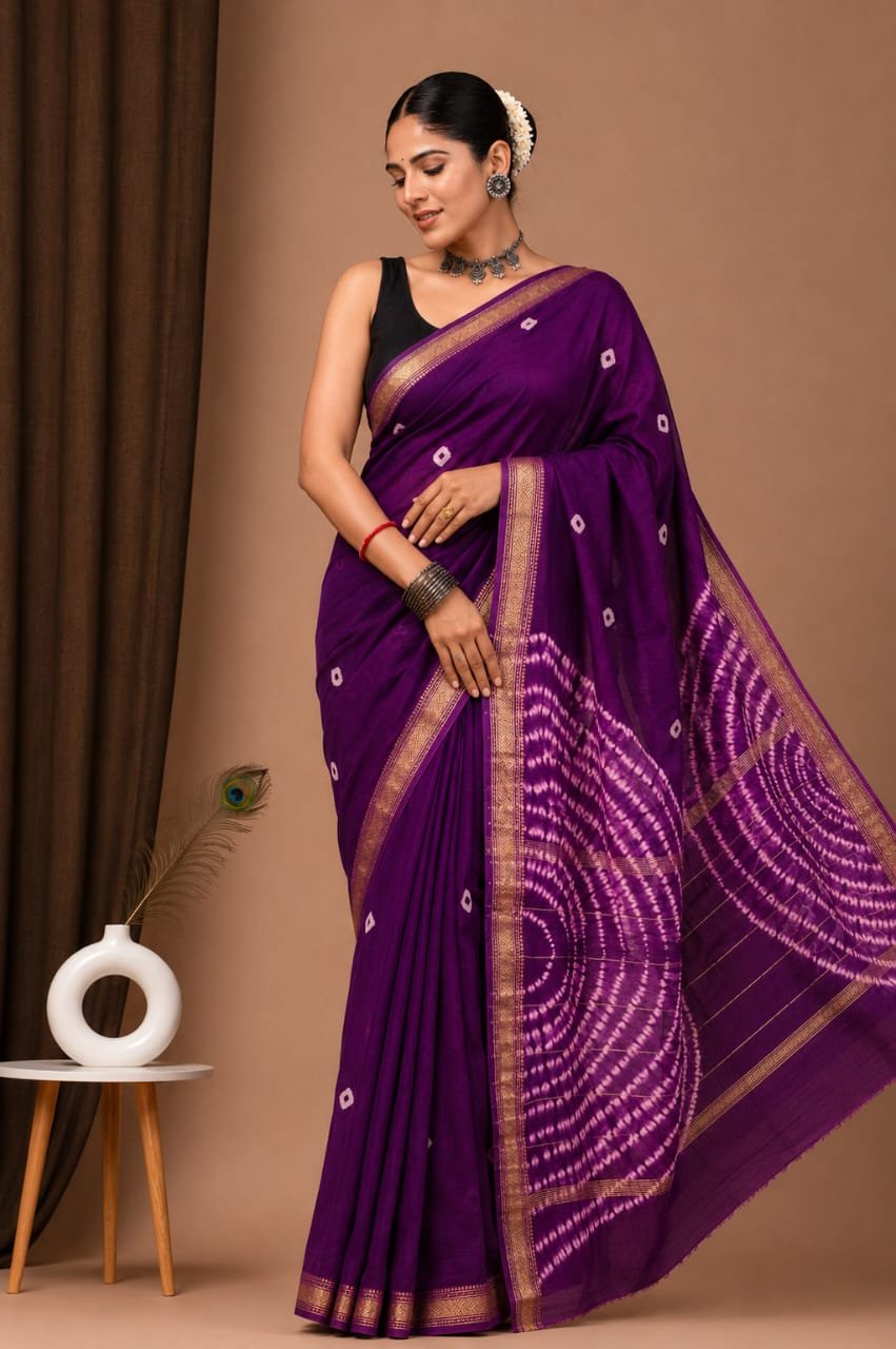 Maheshwari Hand Block Printed Saree