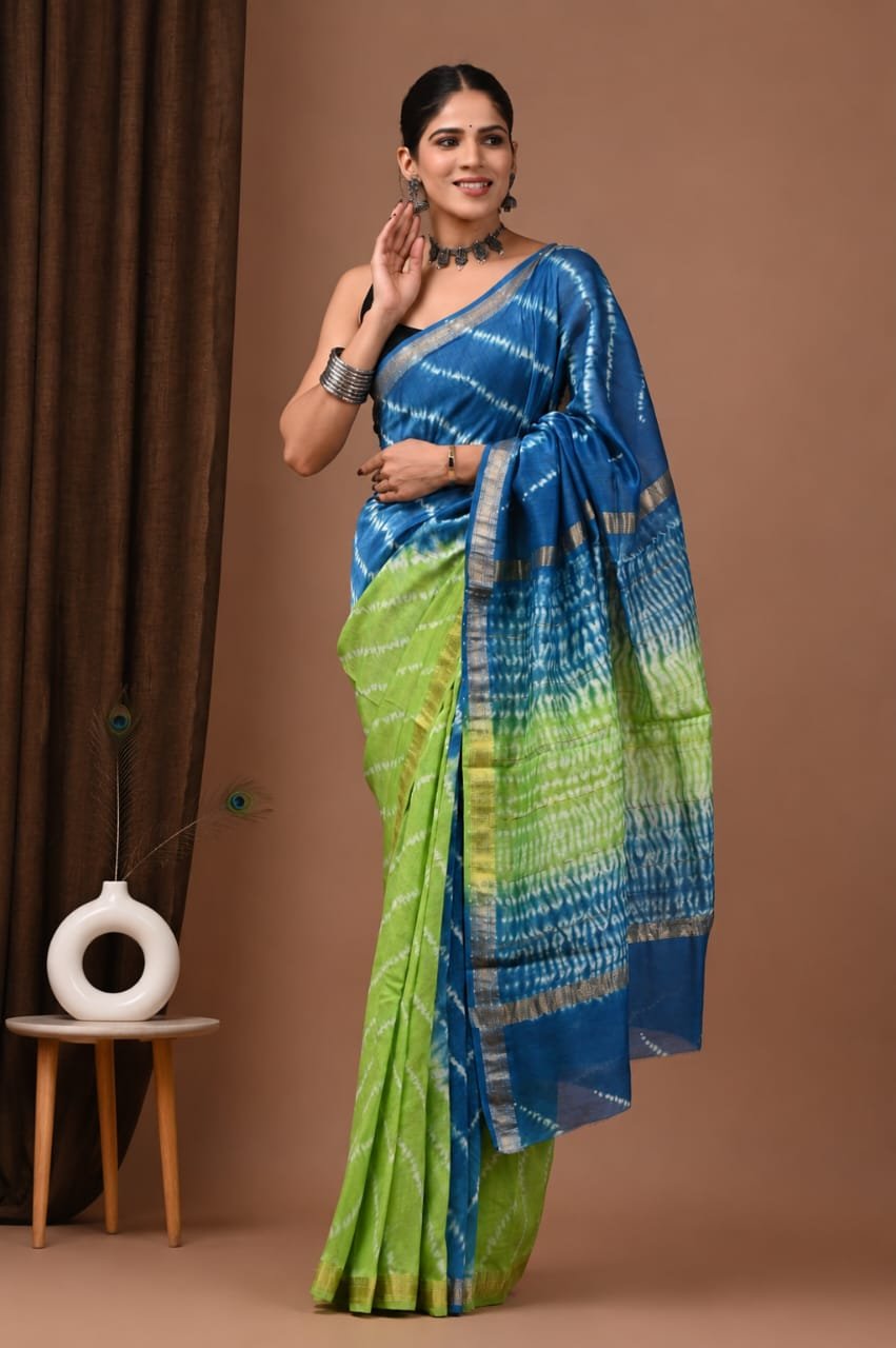Maheshwari Hand Block Printed Saree