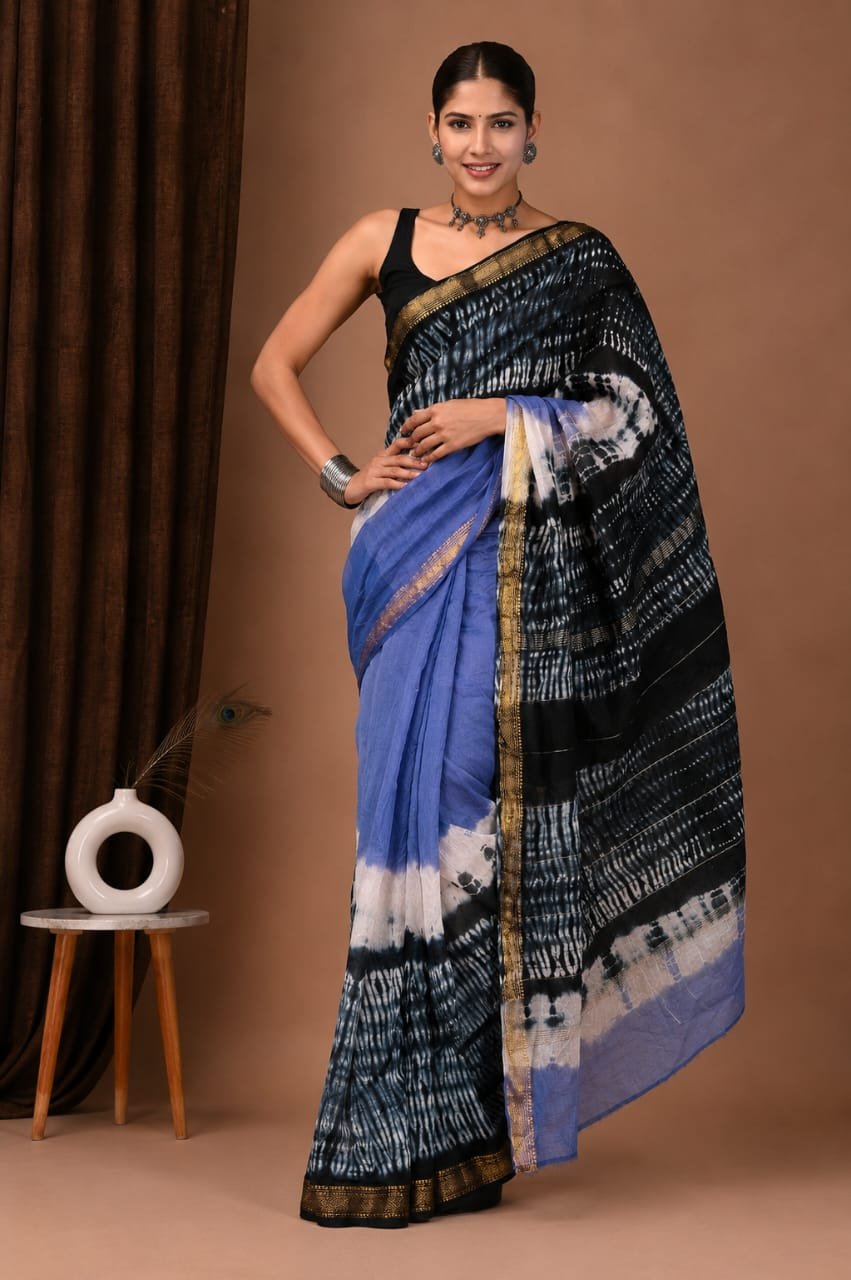 Maheshwari Hand Block Printed Saree