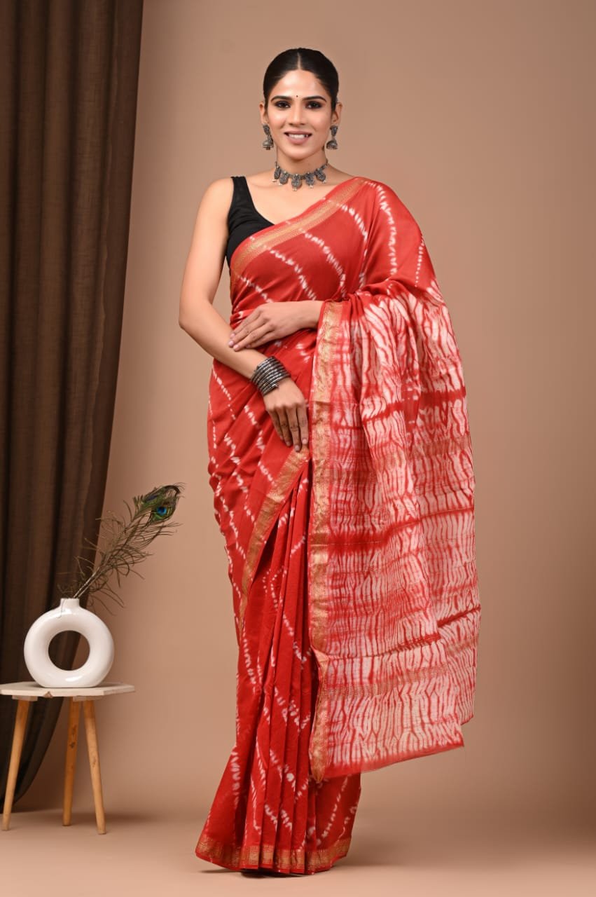 Maheshwari Hand Block Printed Saree