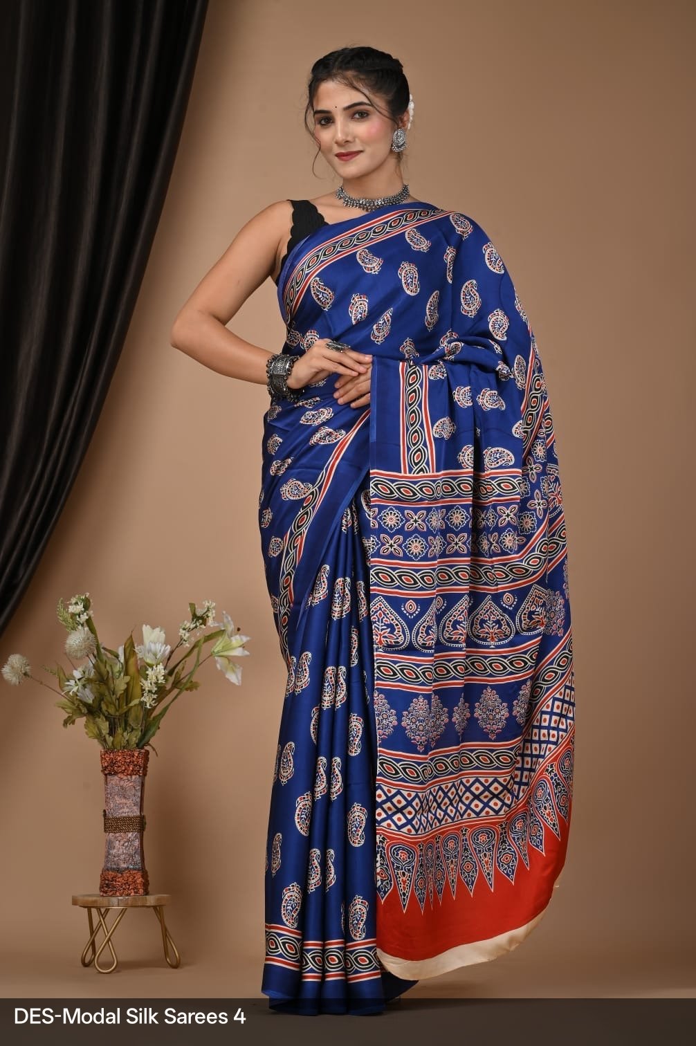 Maheshwari Hand Block Printed Saree