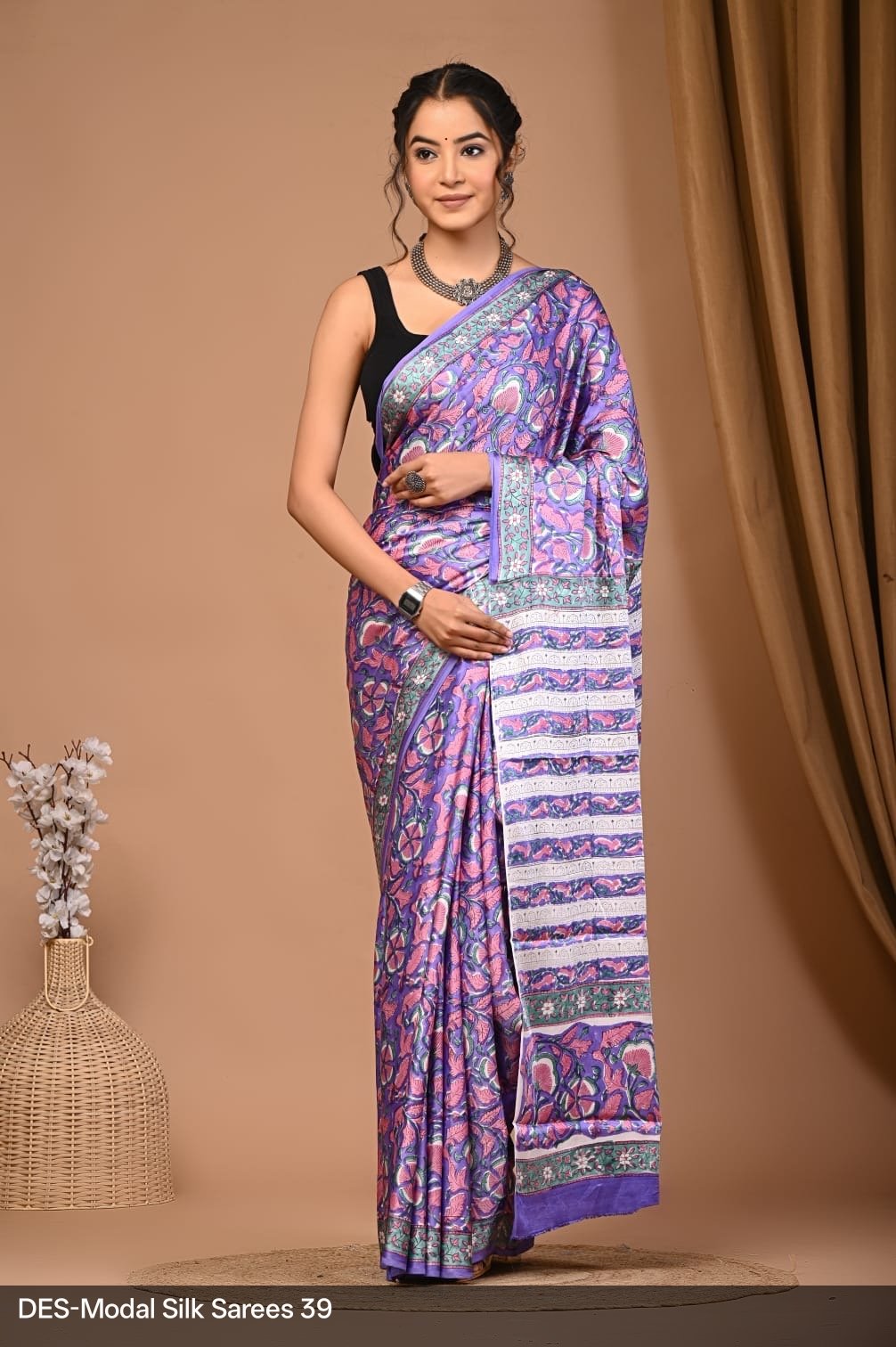 Maheshwari Hand Block Printed Saree