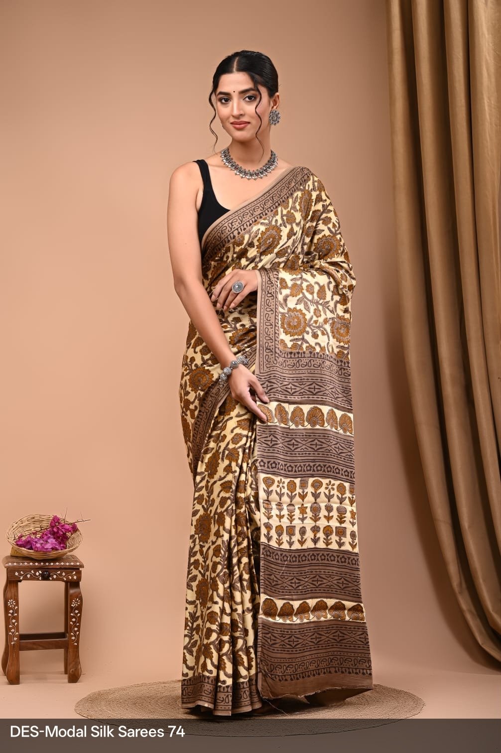 Maheshwari Hand Block Printed Saree