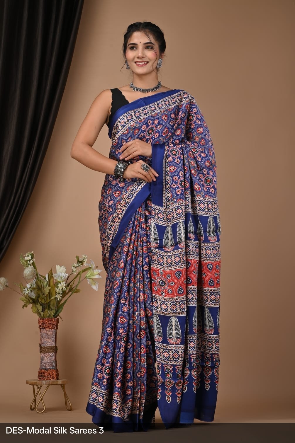 Maheshwari Hand Block Printed Saree