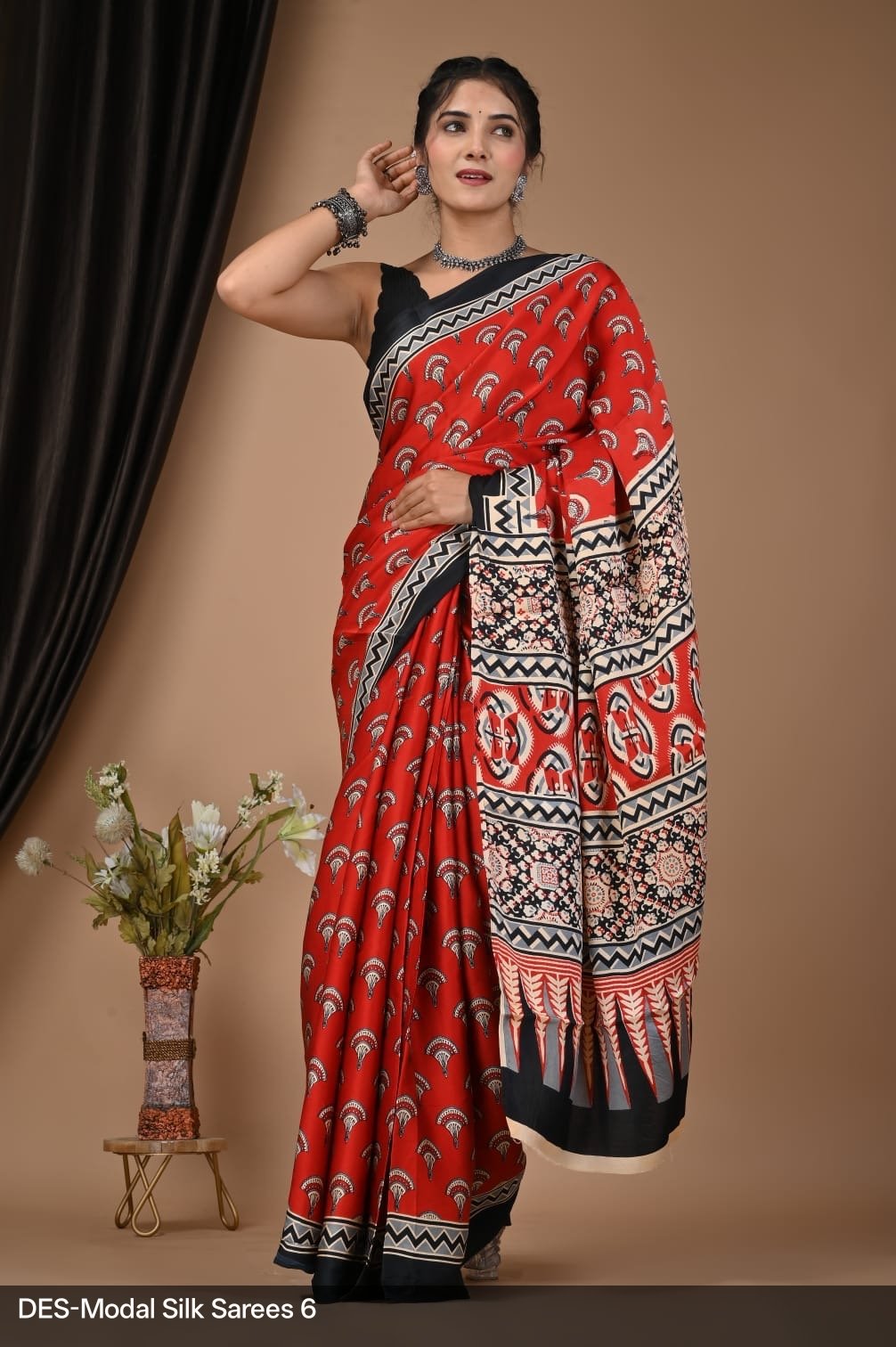 Maheshwari Hand Block Printed Saree