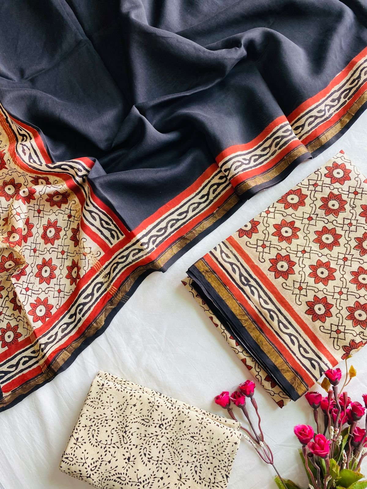 Chanderi Hand Block Printed Suit