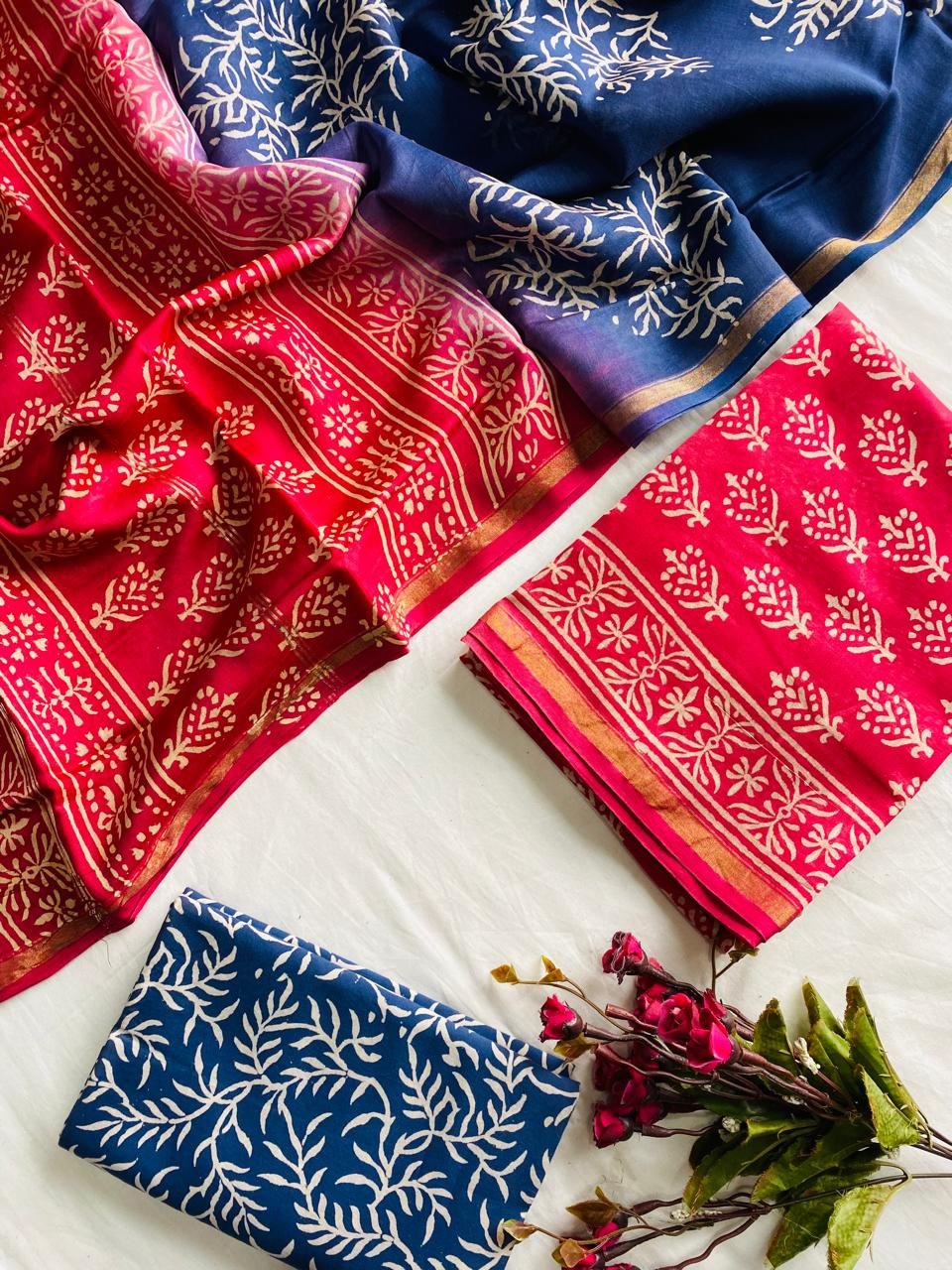 Chanderi Hand Block Printed Suit