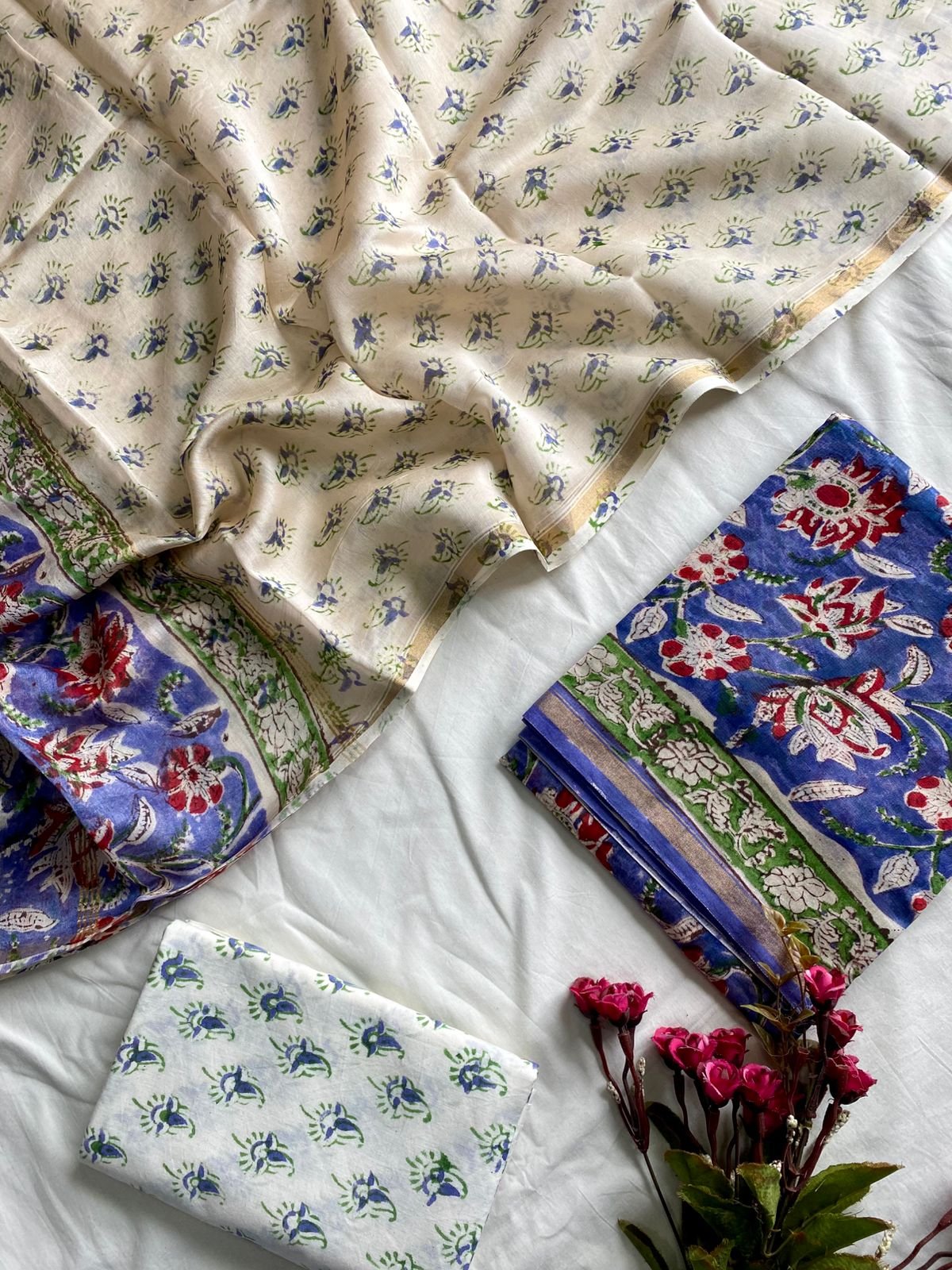 Chanderi Hand Block Printed Suit