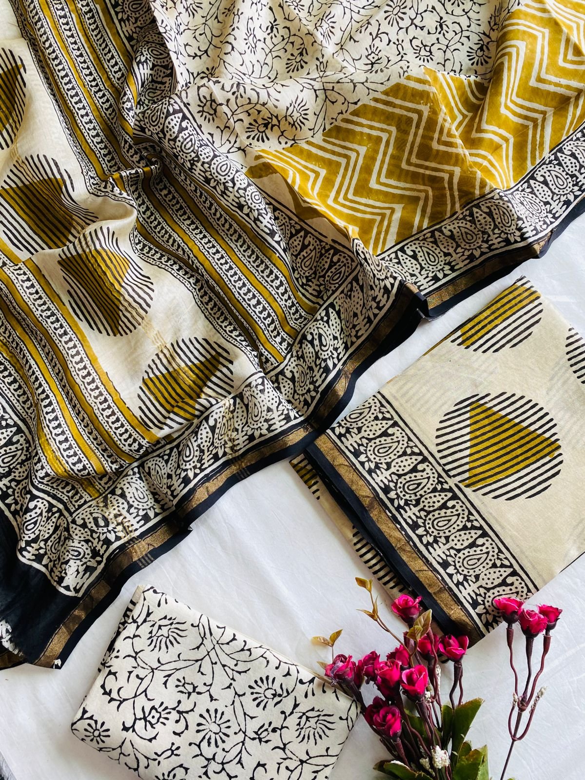 Chanderi Hand Block Printed Suit