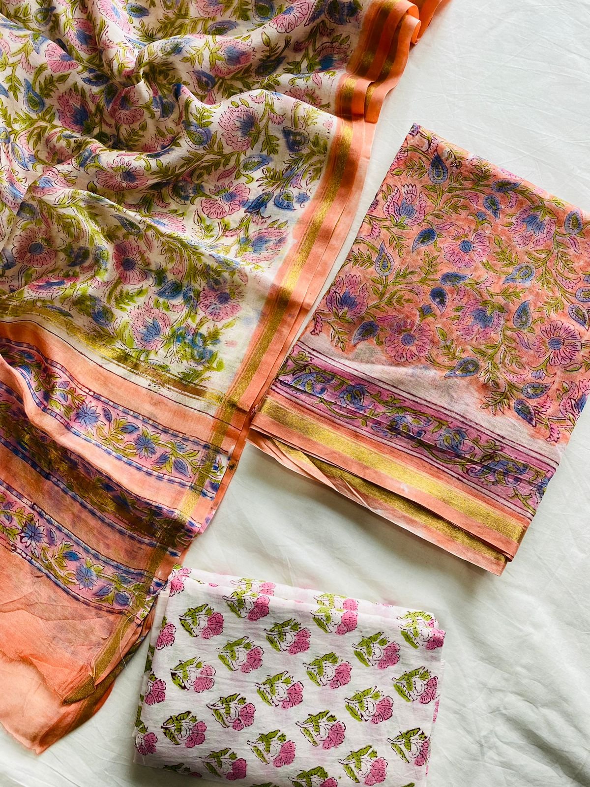 Chanderi Hand Block Printed Suit
