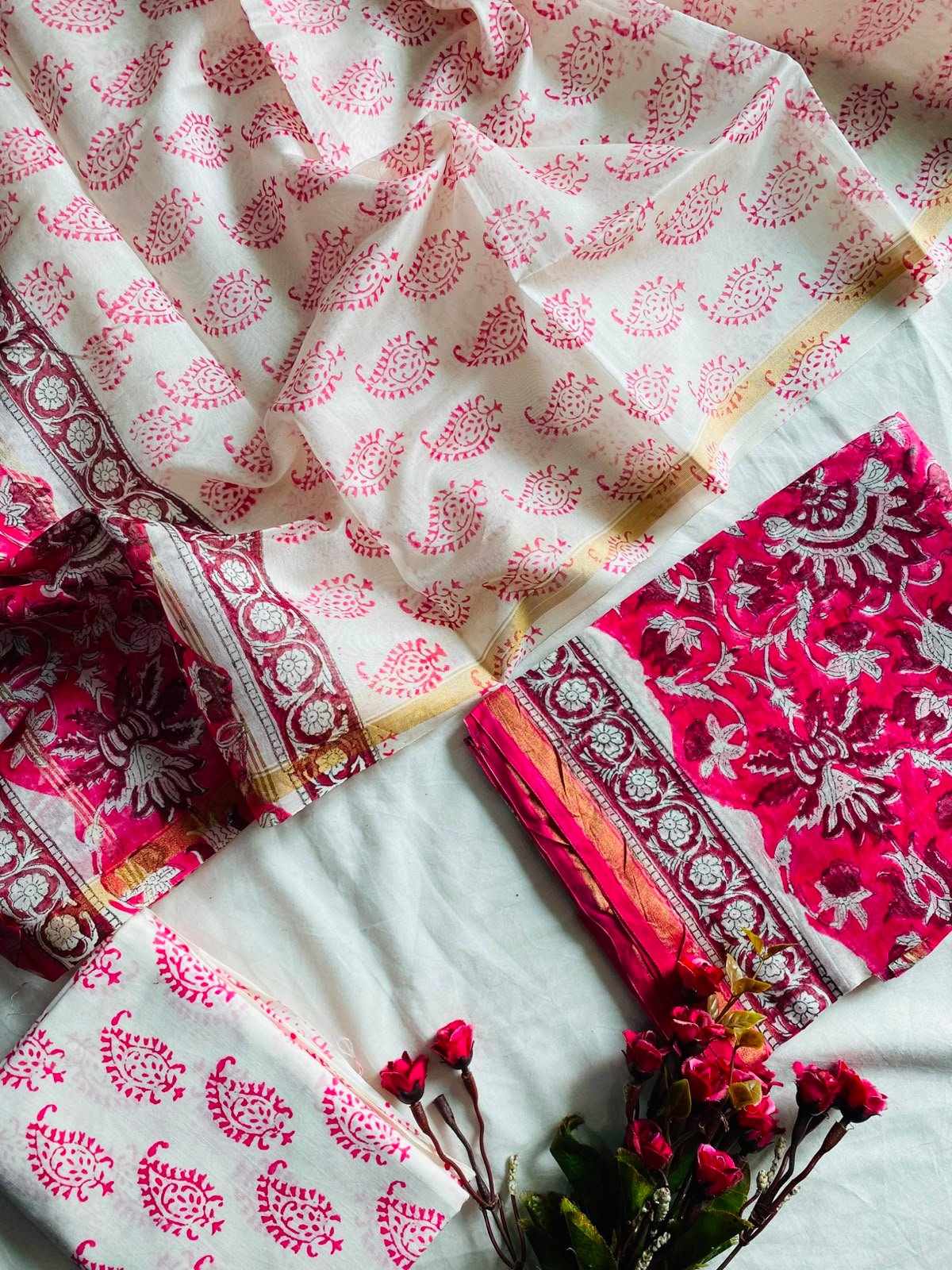 Chanderi Hand Block Printed Suit