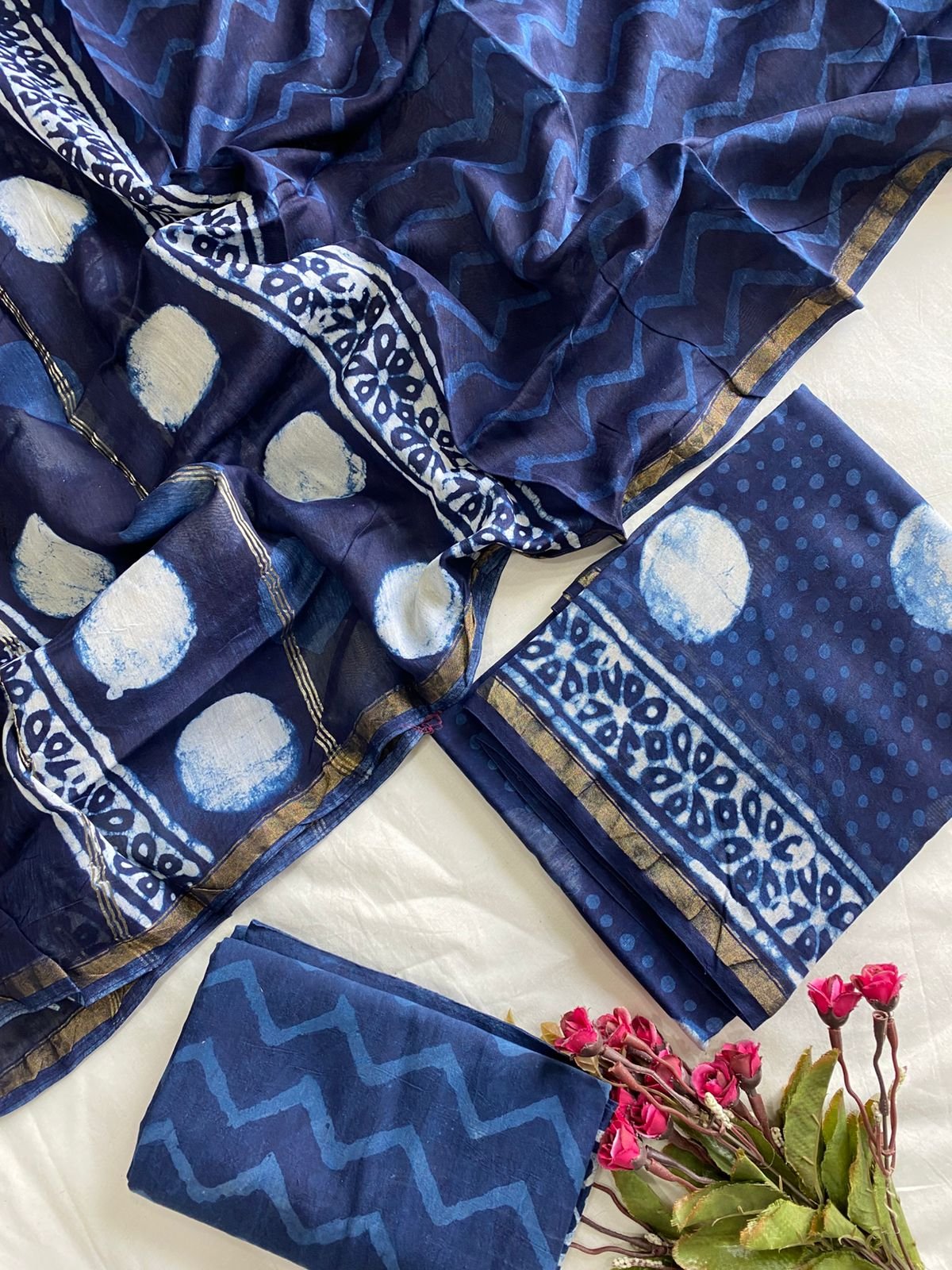 Chanderi Hand Block Printed Suit
