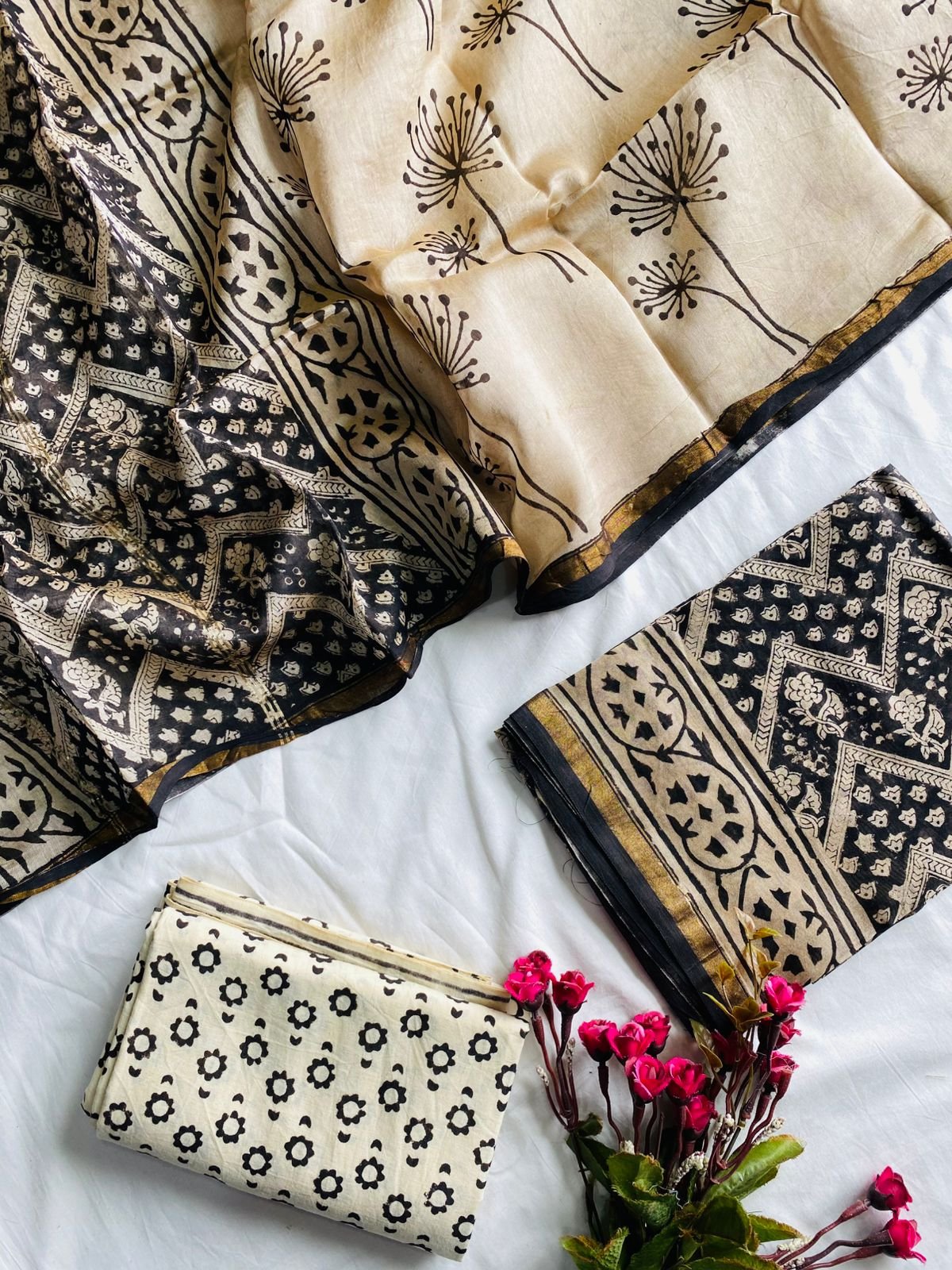 Chanderi Hand Block Printed Suit
