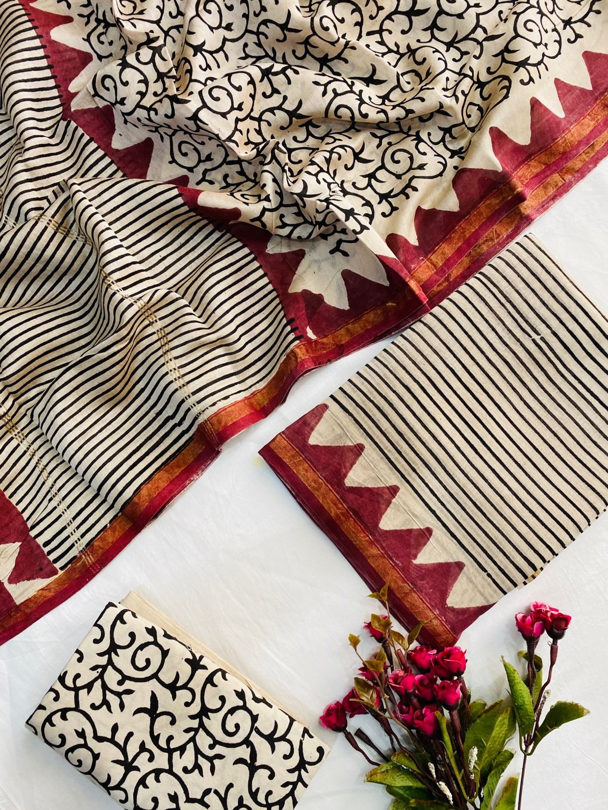 Chanderi Hand Block Printed Suit
