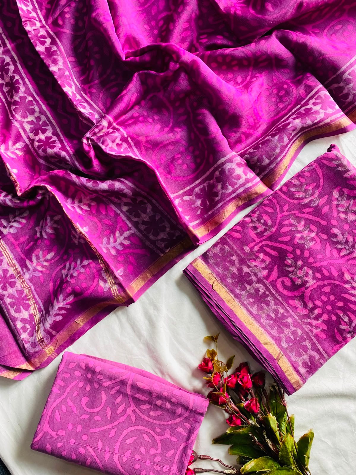 Chanderi Hand Block Printed Suit