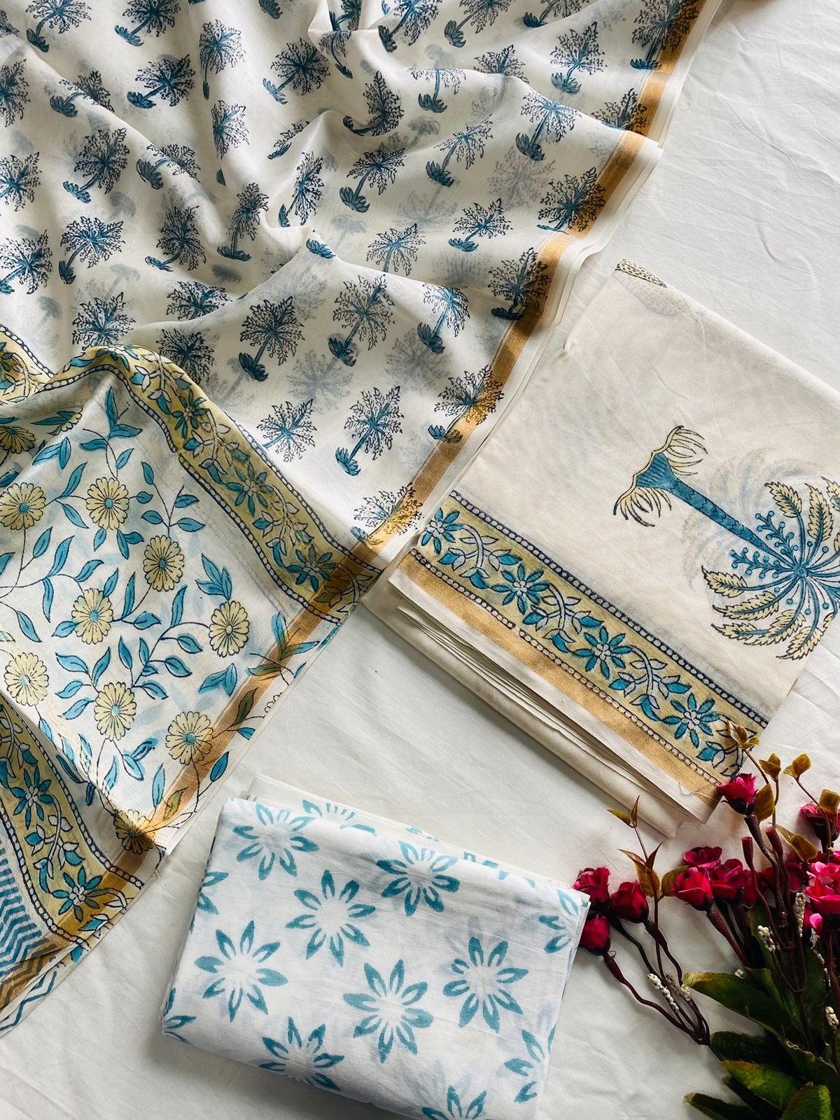 Chanderi Hand Block Printed Suit
