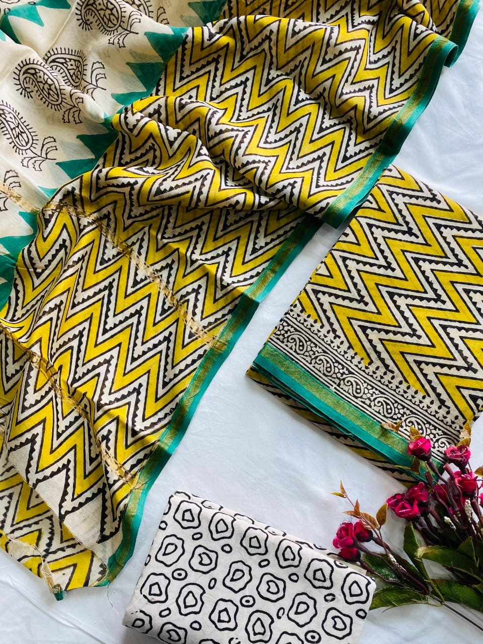 Chanderi Hand Block Printed Suit