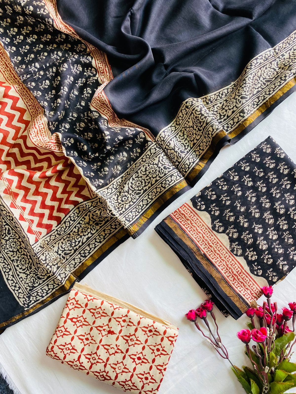 Chanderi Hand Block Printed Suit