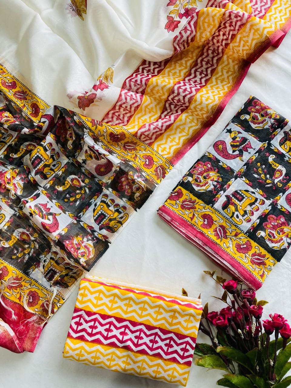 Chanderi Hand Block Printed Suit