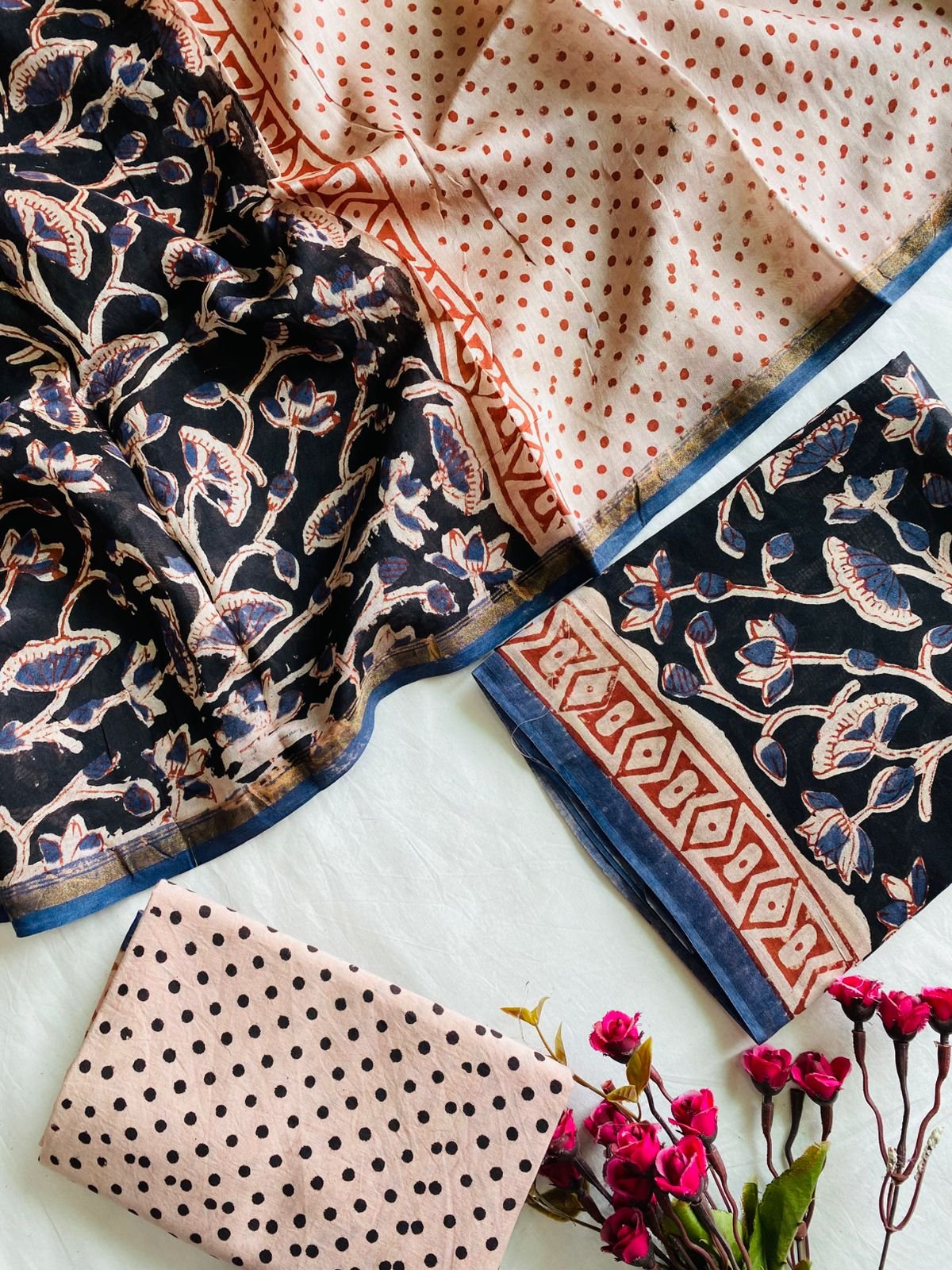 Chanderi Hand Block Printed Suit