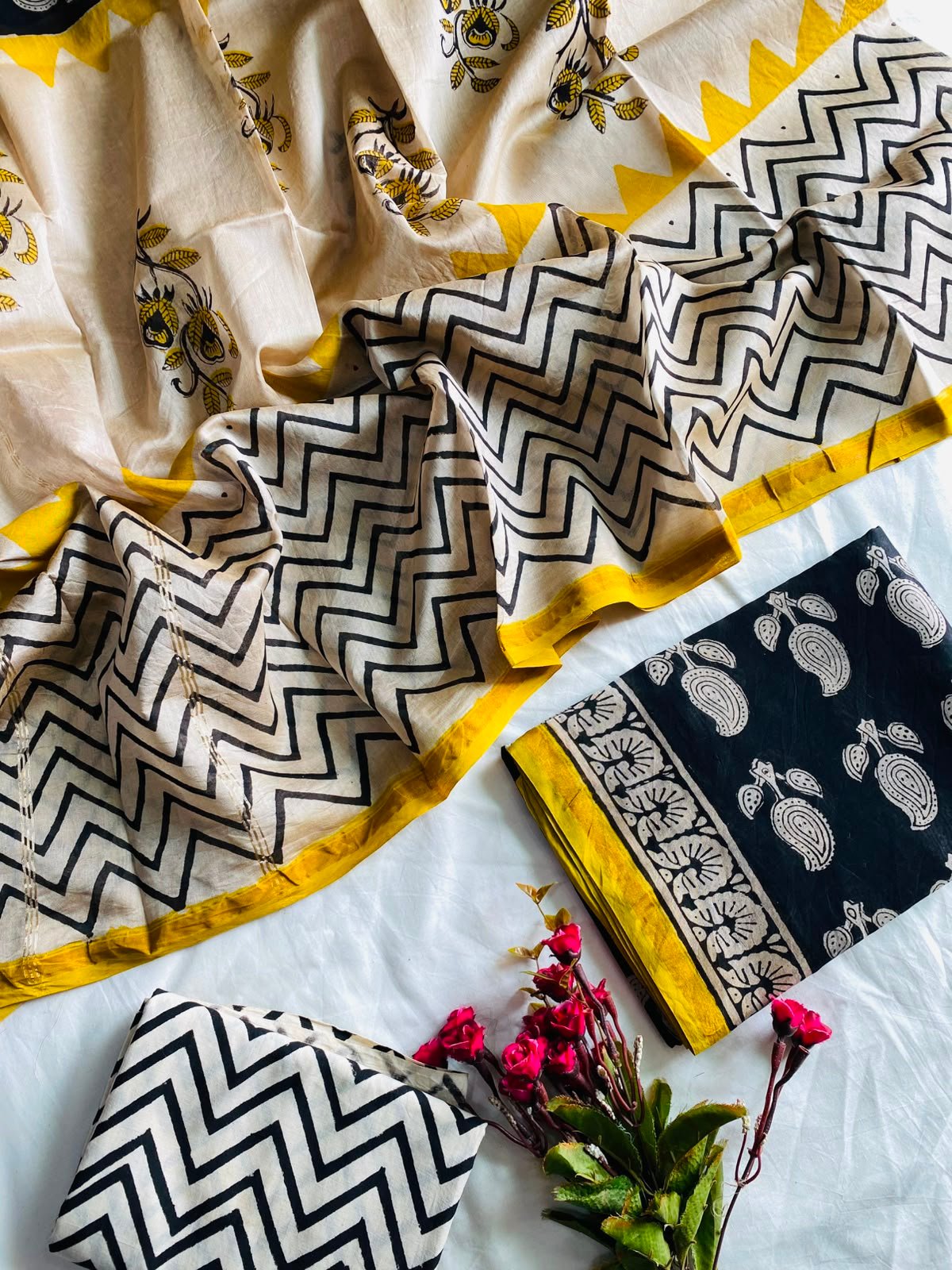 Chanderi Hand Block Printed Suit