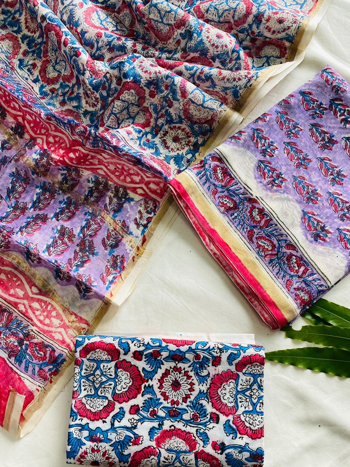 Chanderi Hand Block Printed Suit