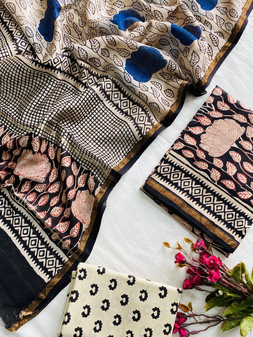 Chanderi Hand Block Printed Suit