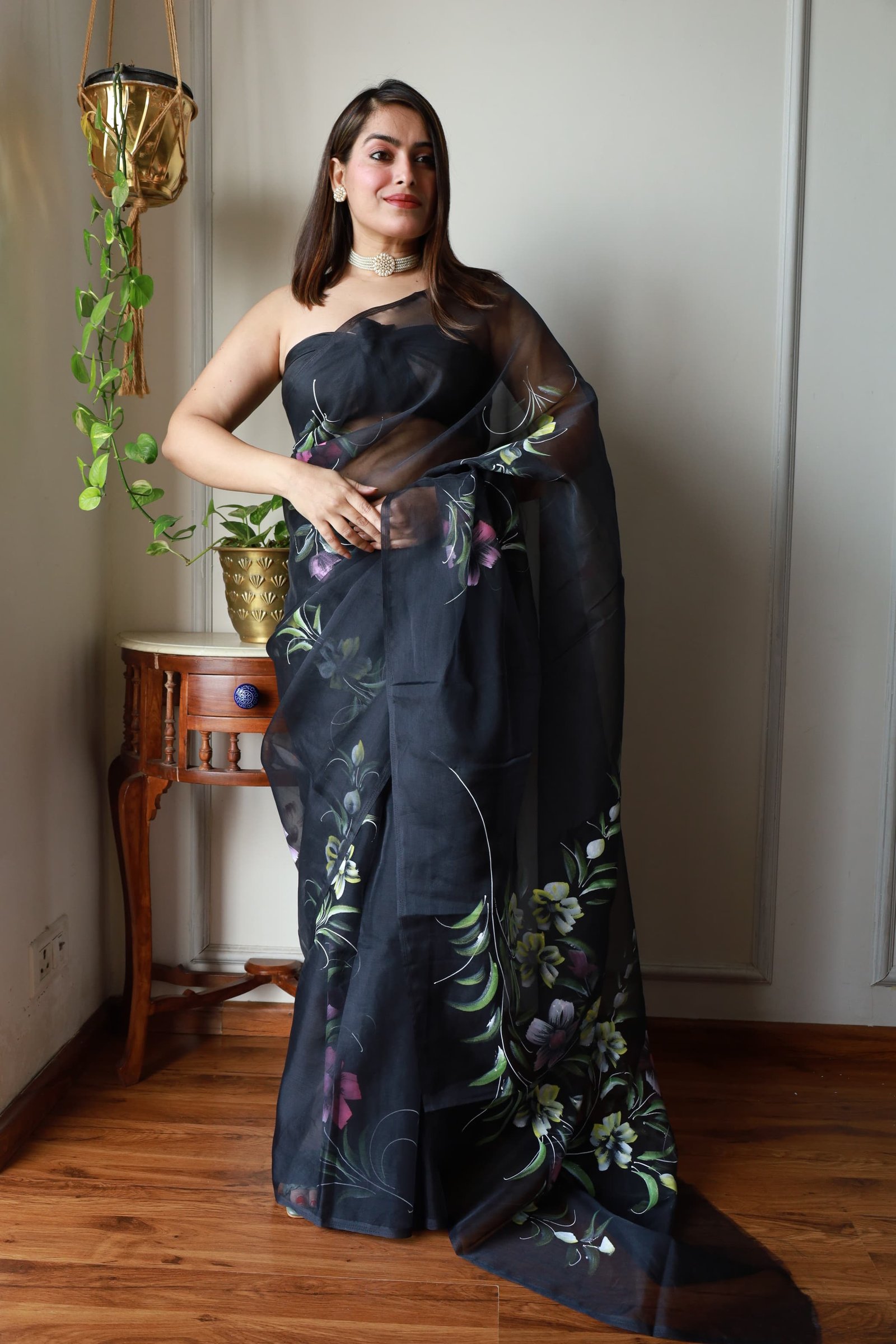 Organza Hand Painted Saree