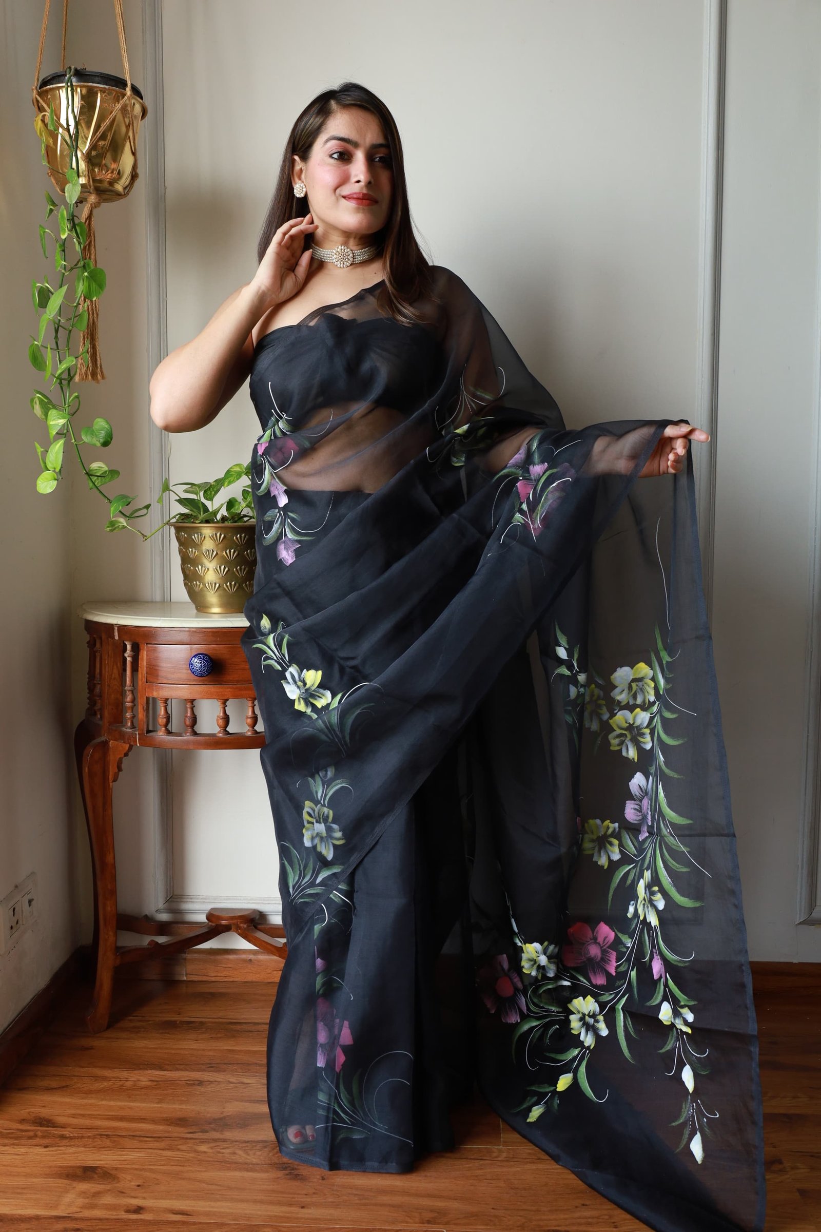 Organza Hand Painted Saree