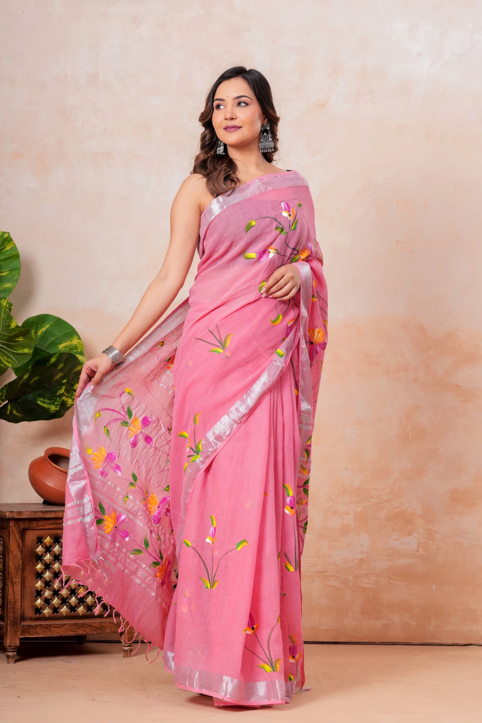 Cotton Linen Printed Saree