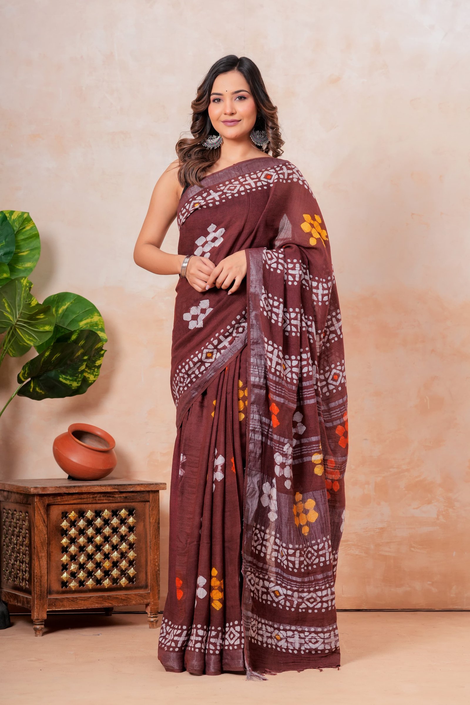 Cotton Linen Printed Saree