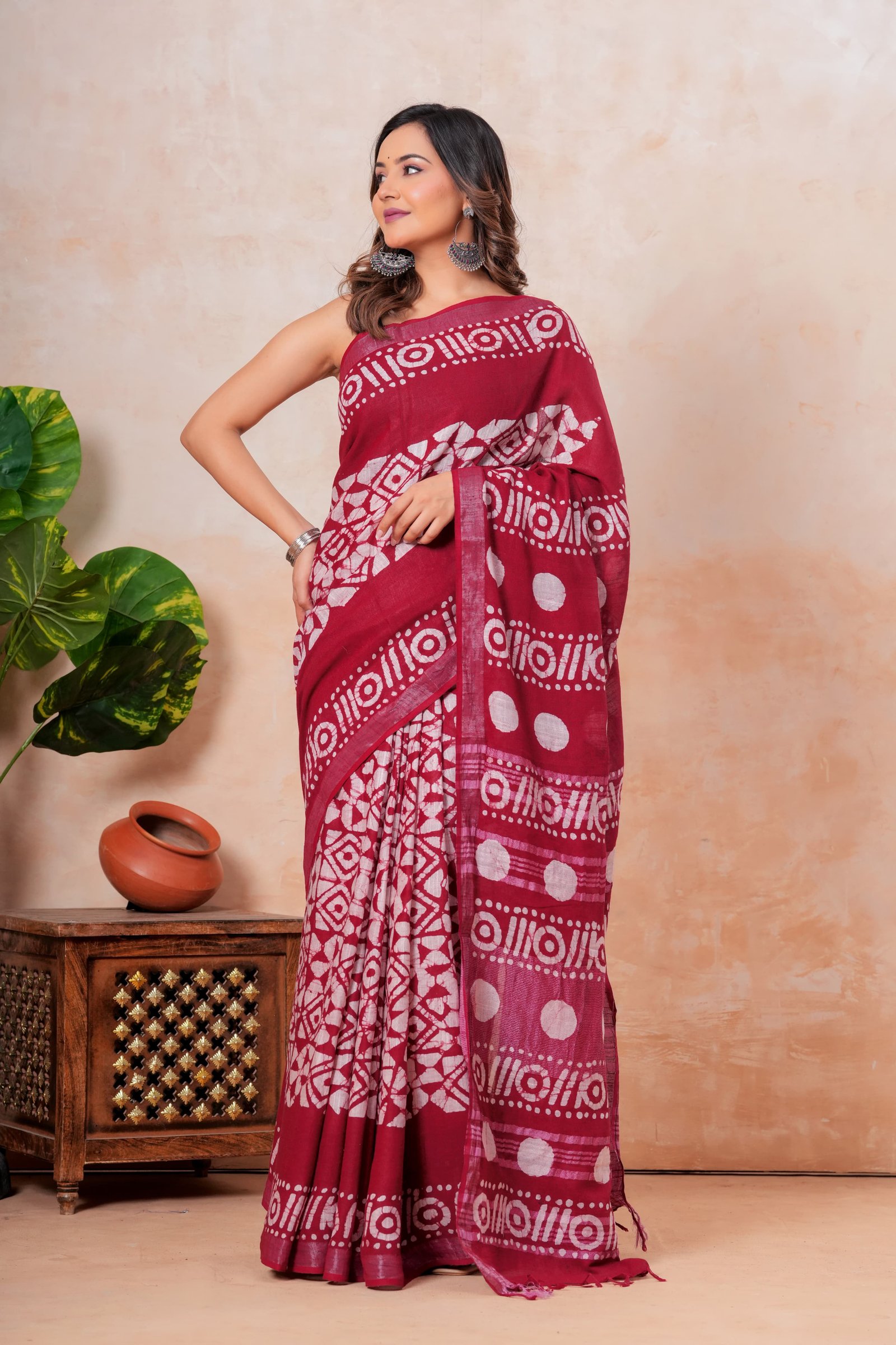 Cotton Linen Printed Saree