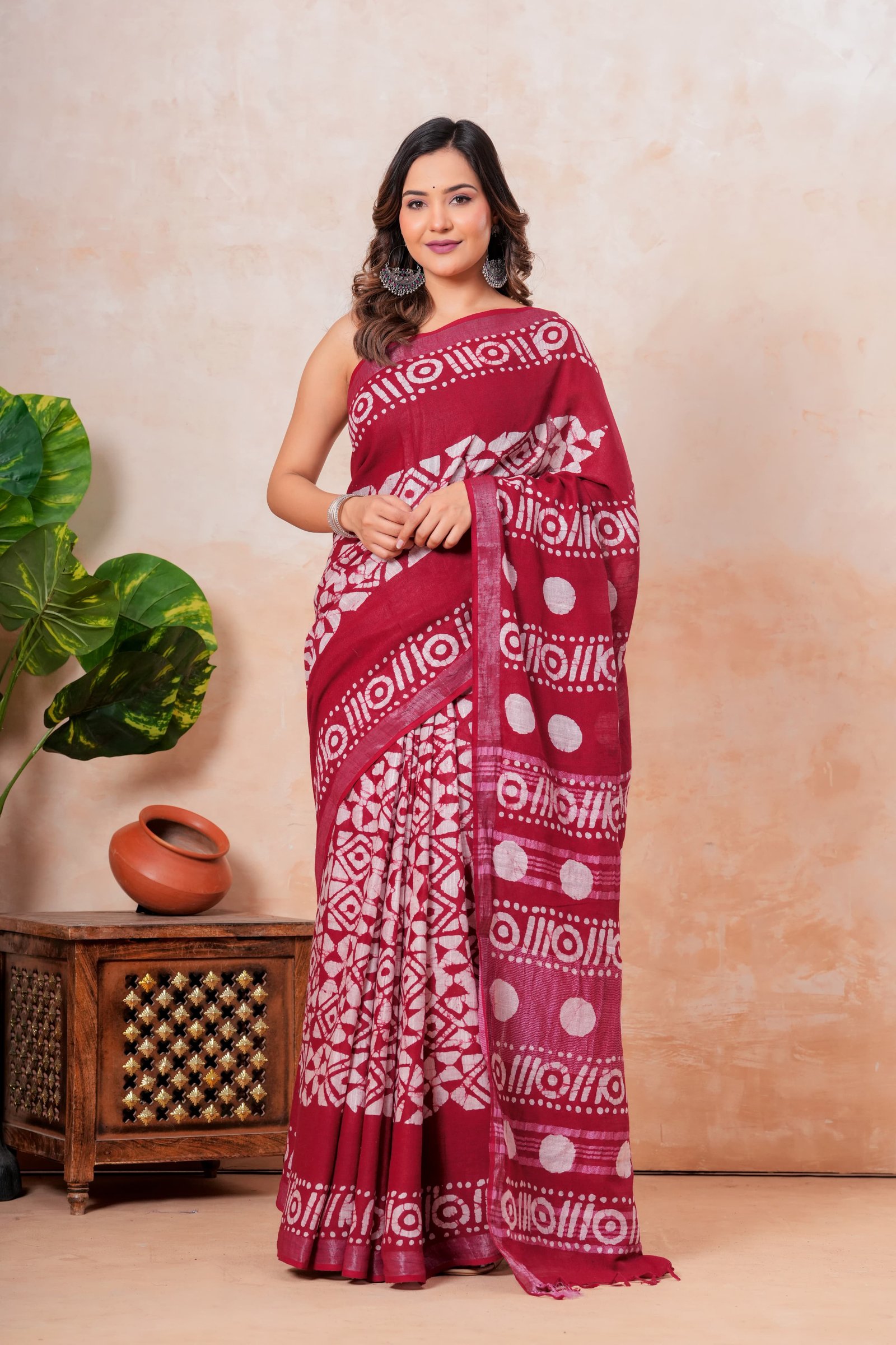 Cotton Linen Printed Saree
