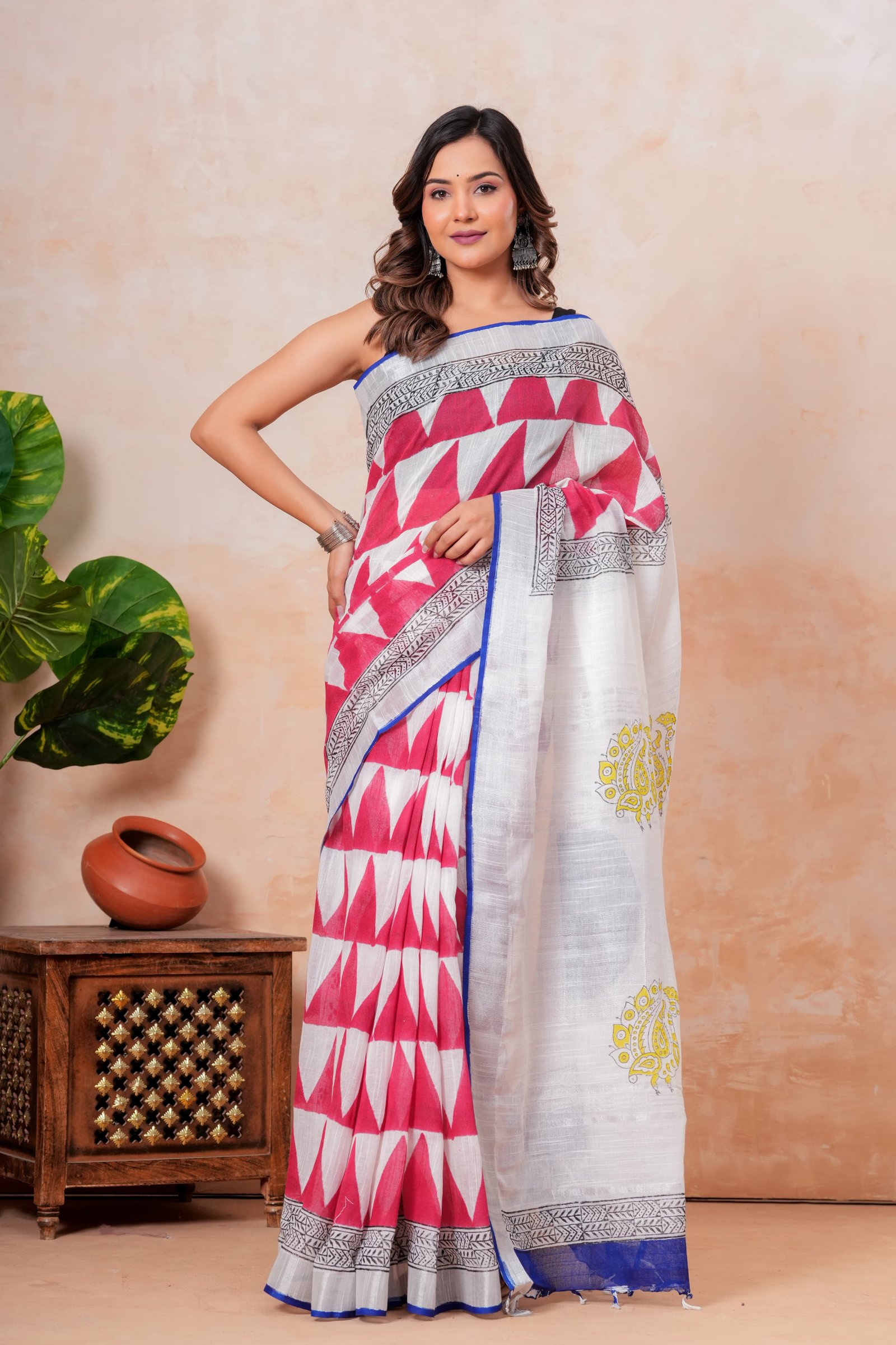Cotton Linen Printed Saree