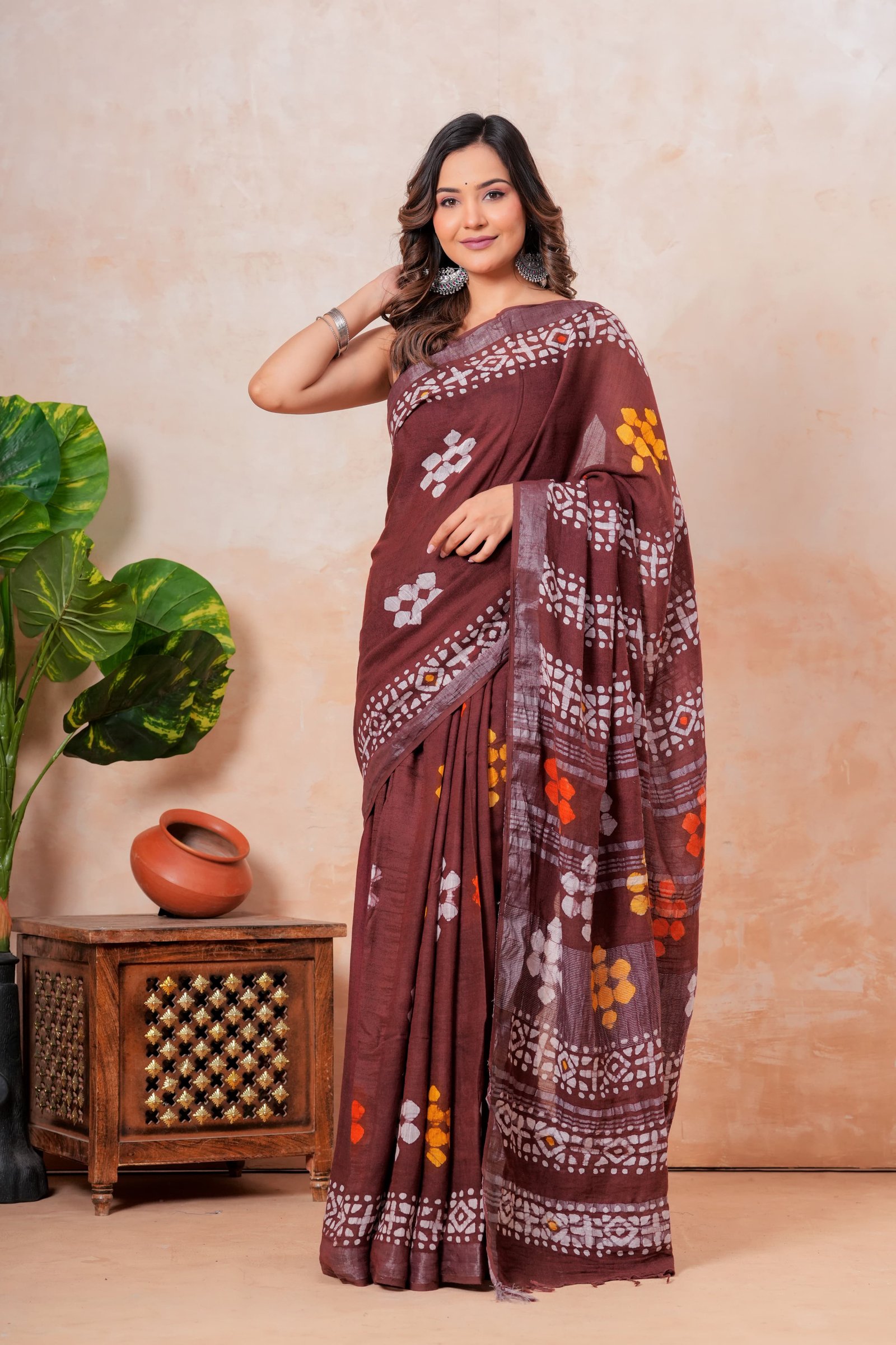 Cotton Linen Printed Saree