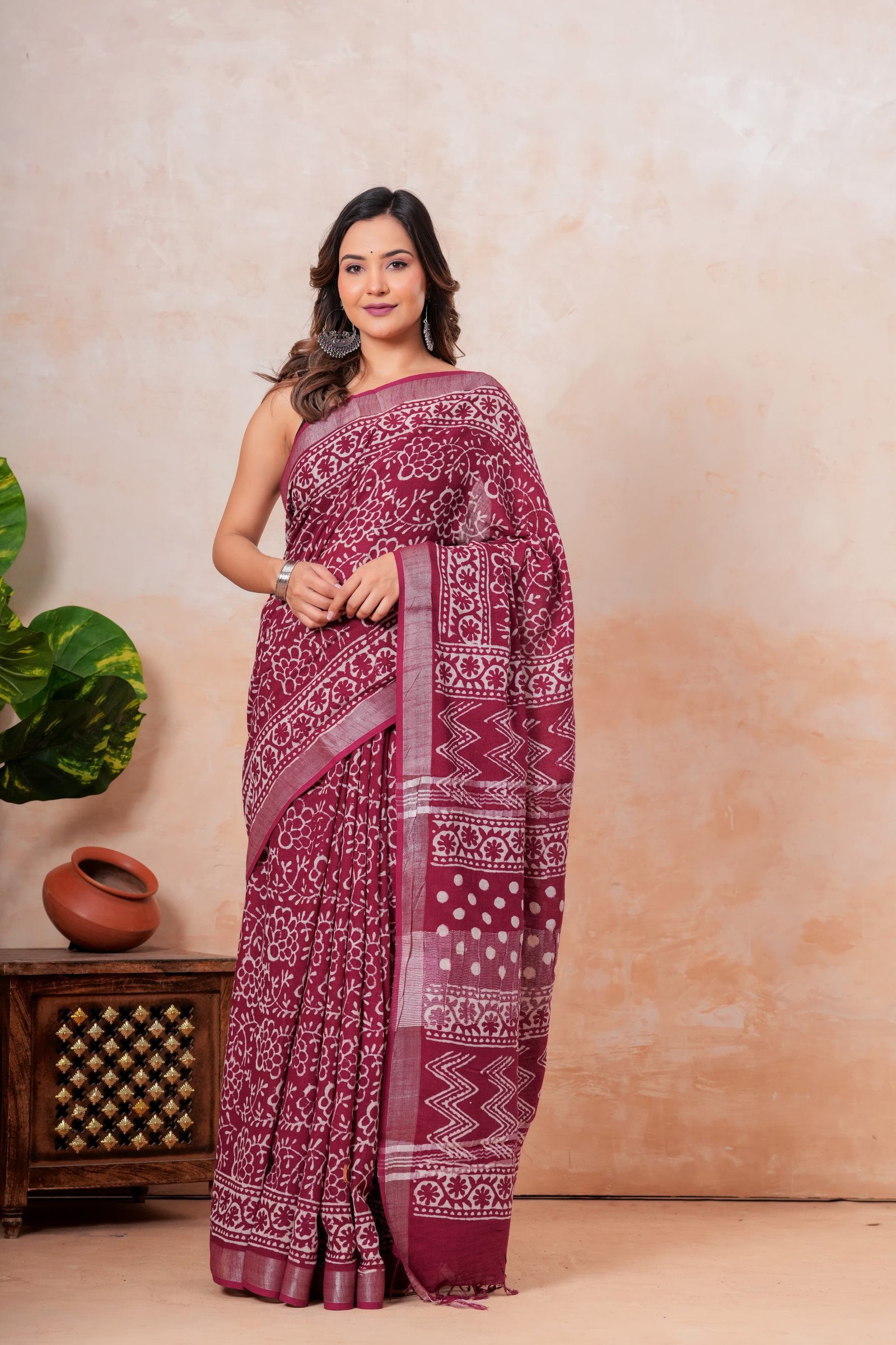 Cotton Linen Printed Saree