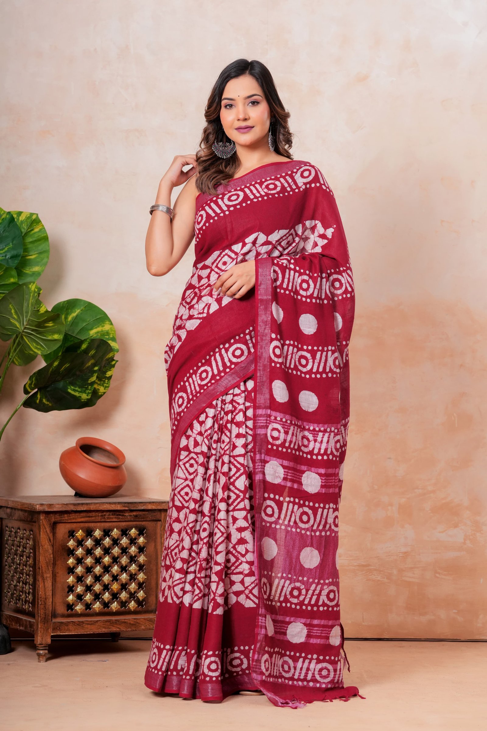 Cotton Linen Printed Saree