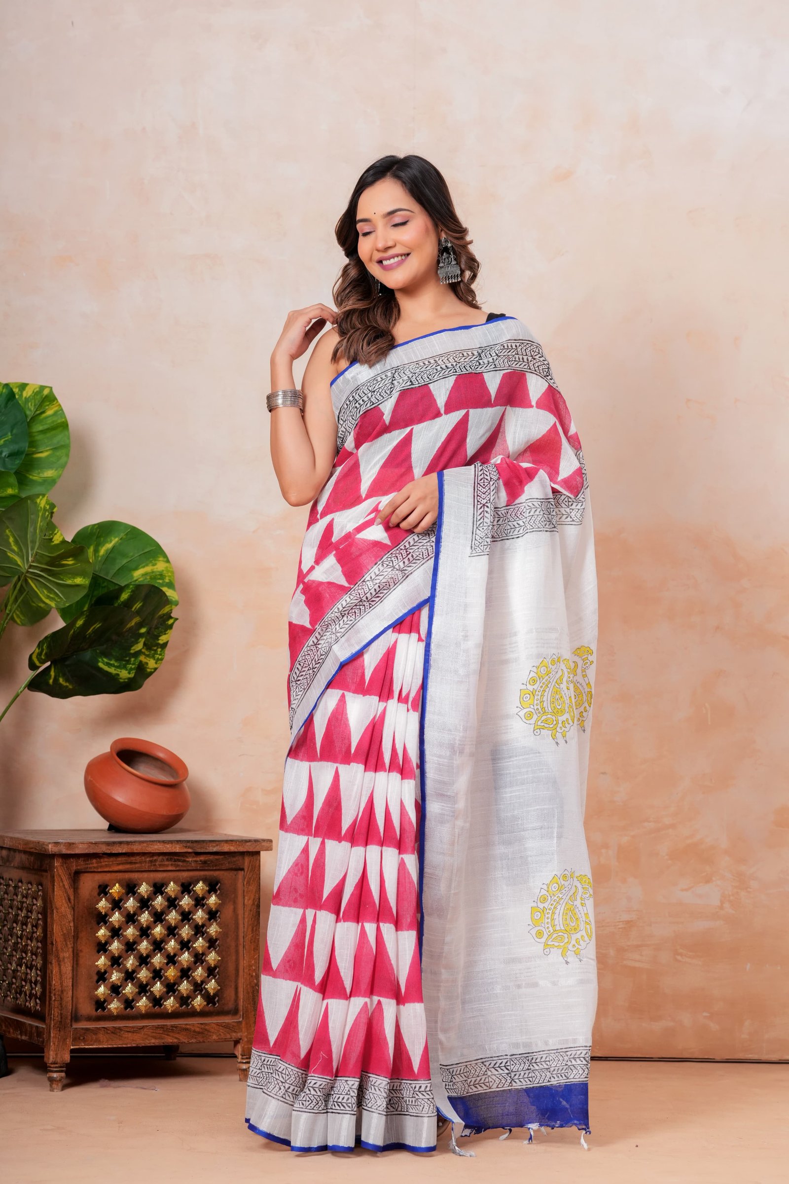Cotton Linen Printed Saree