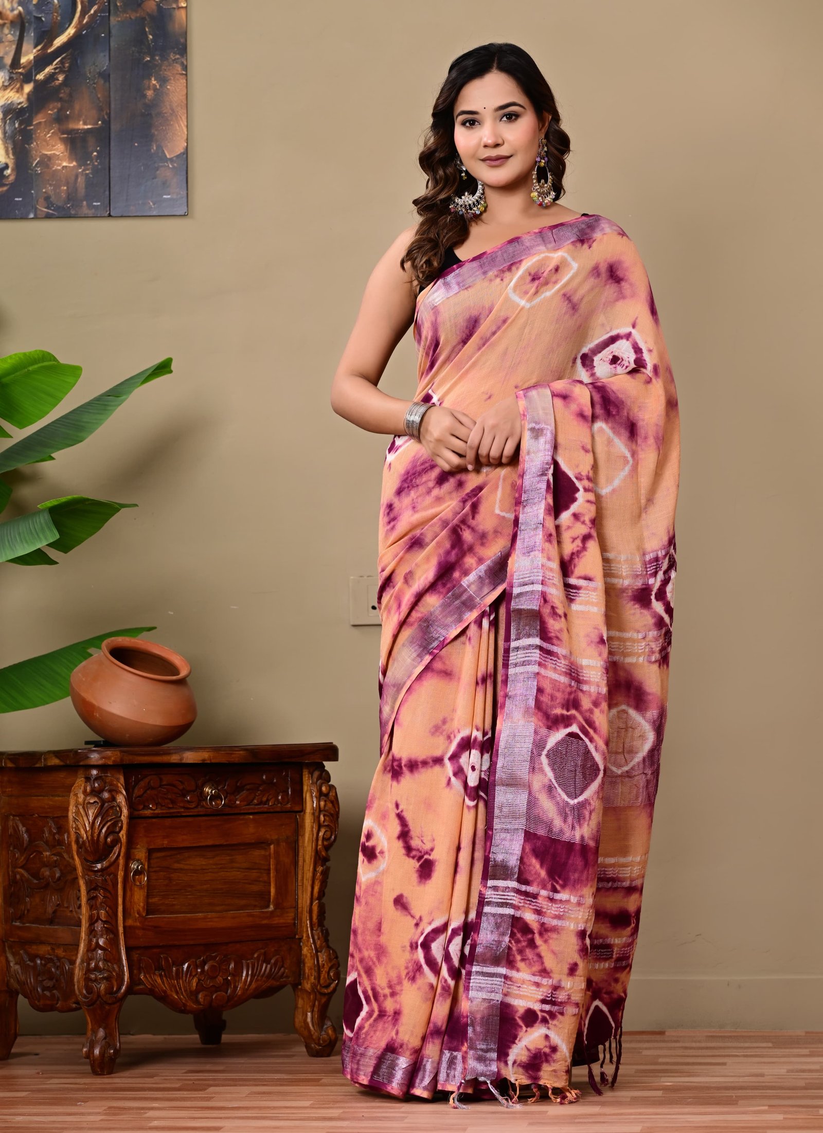 Cotton Linen Printed Saree